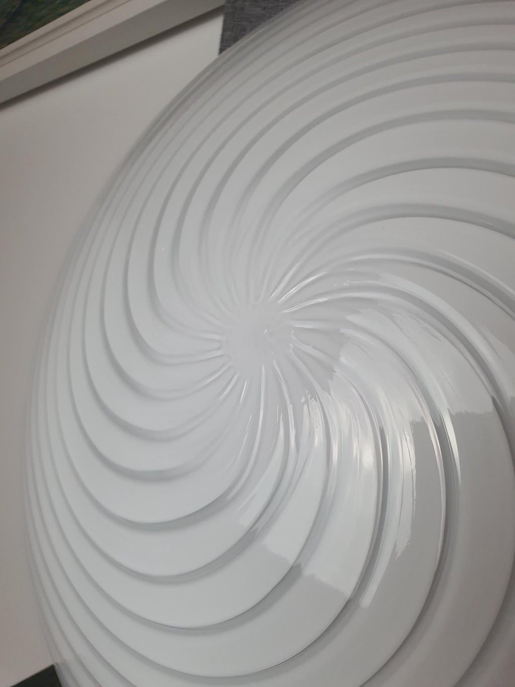 Signed De Majo Murano Glass Flush Mount: White Swirl Italian Lighting