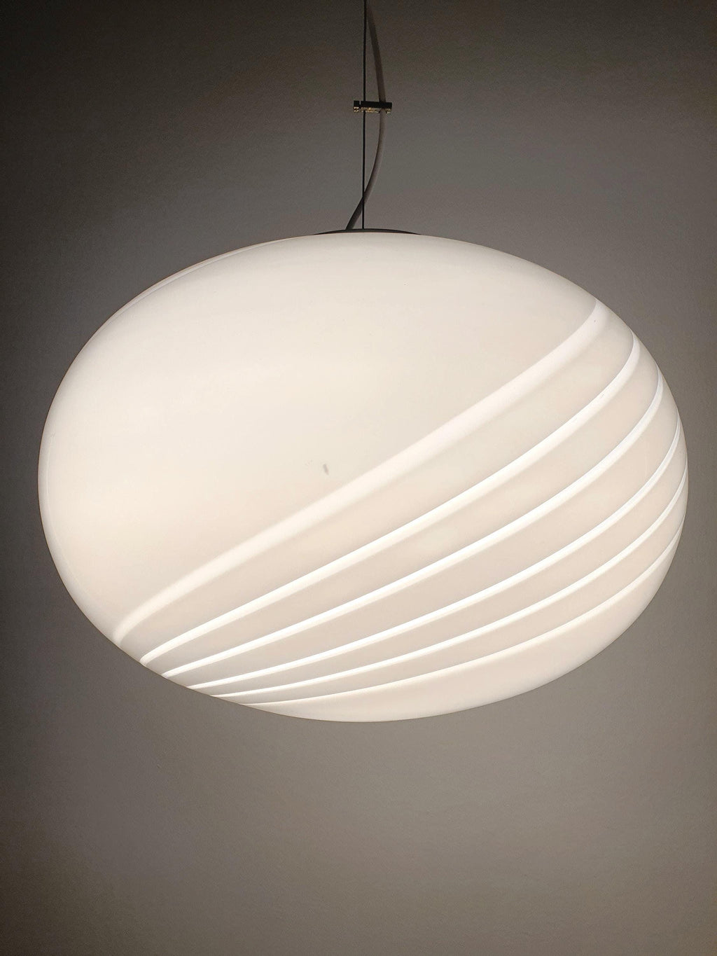 Murano glass white swirl globe pendant light minimalist Scandinavian