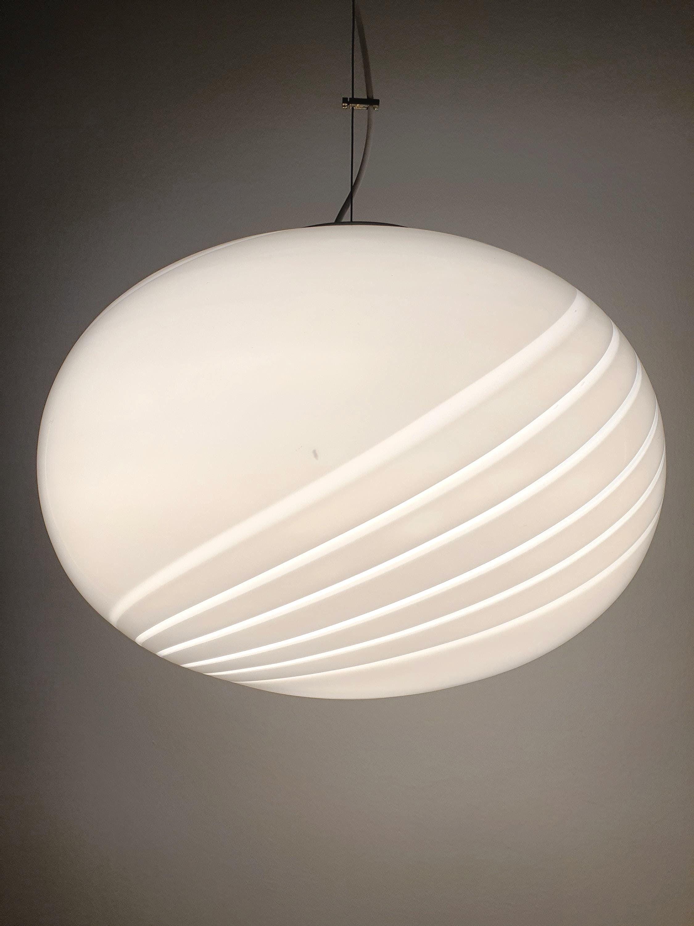 Murano glass white swirl globe pendant light minimalist Scandinavian