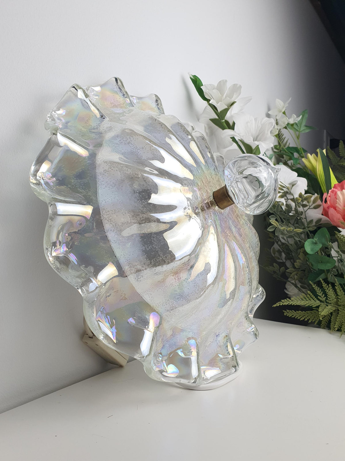 1980s Italian glass ceiling light with an iridescent finish
