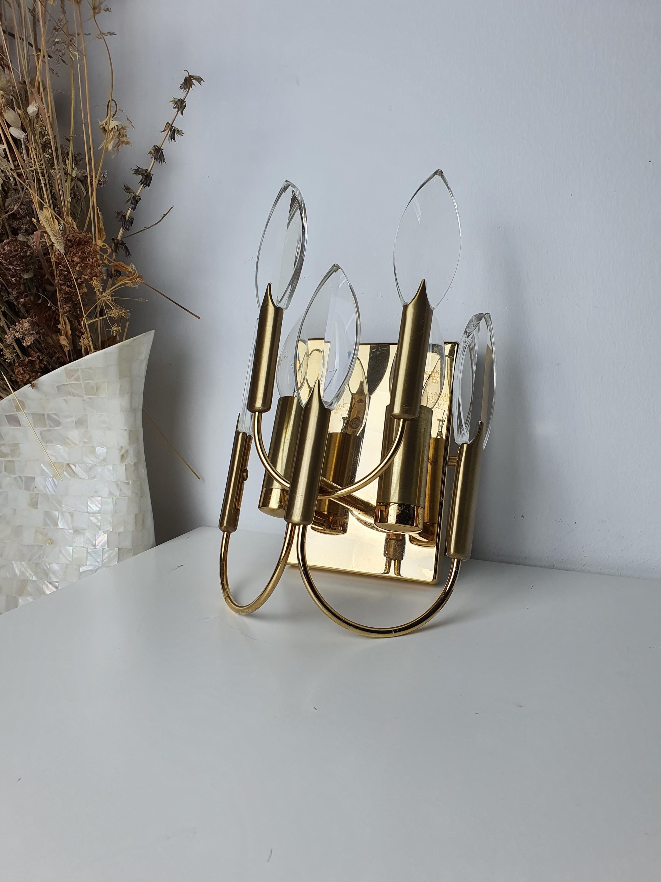 Single Gaetano Sciolari Vintage Crystal Wall Sconce | Hollywood Regency Italian Lighting