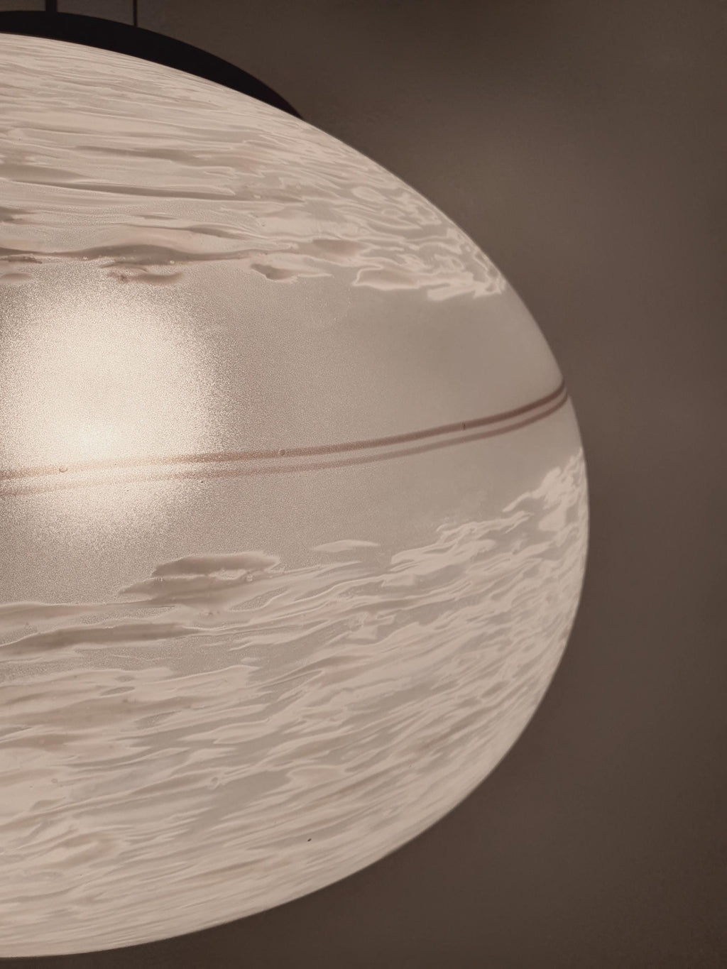 Murano Glass Pendant Light: Retro White Swirl Globe, Mid-Century Scandinavian Lamp