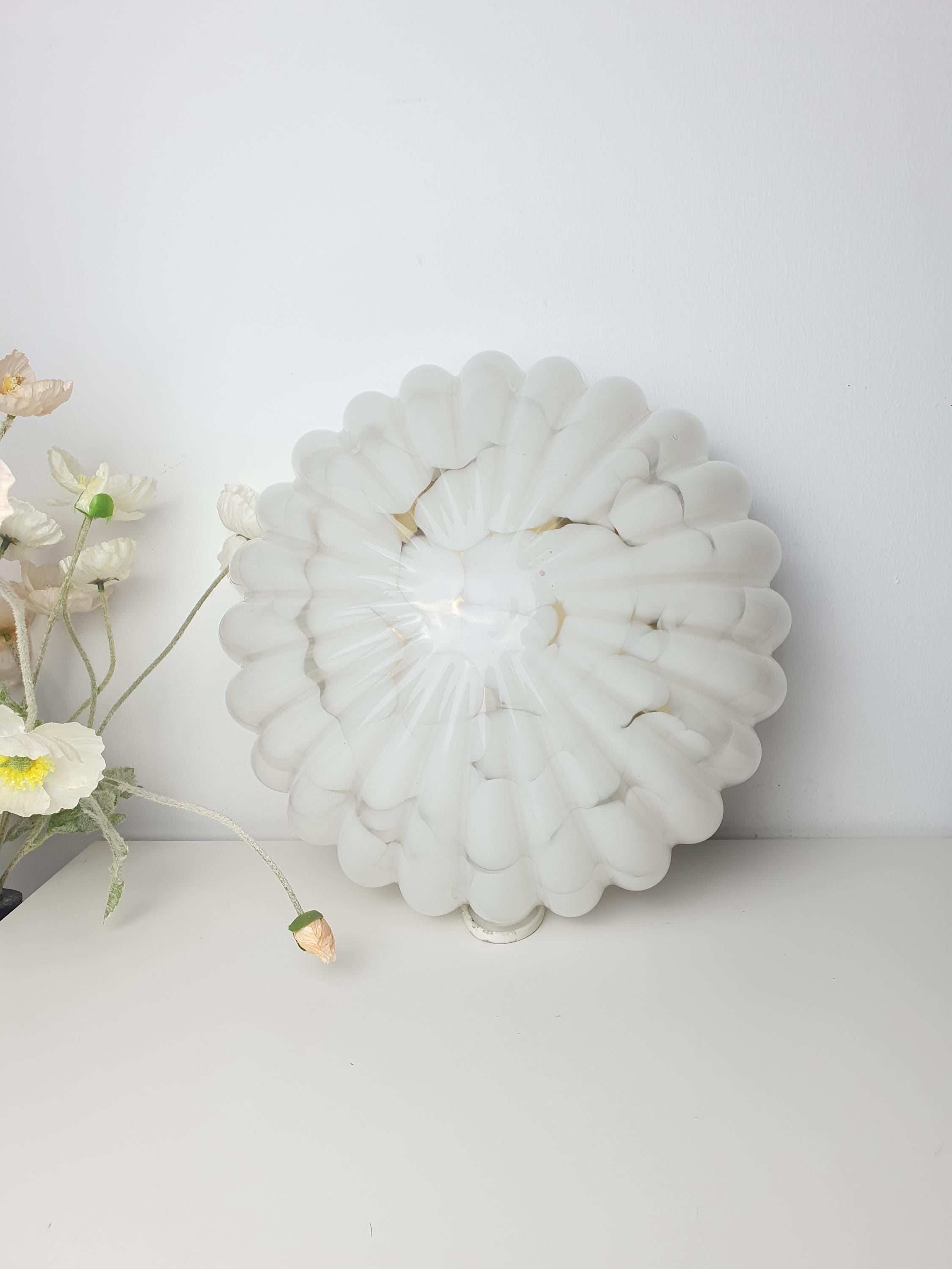 Vintage Spotted Glass Flower Shape Flush Mount Light