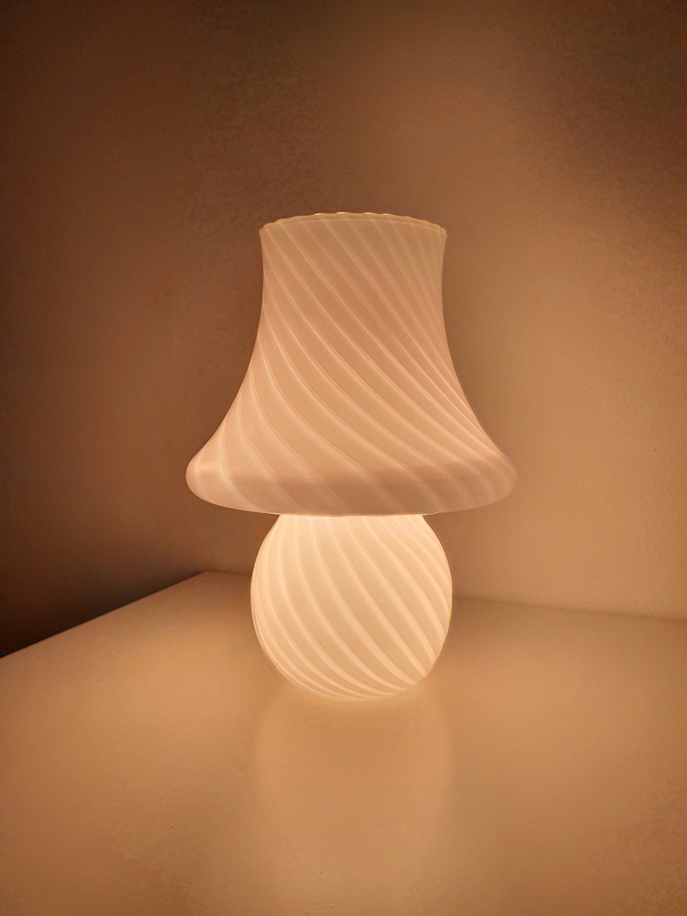XL White Swirl Murano Glass Mushroom Lamp - 1970s Mid-Century Modern