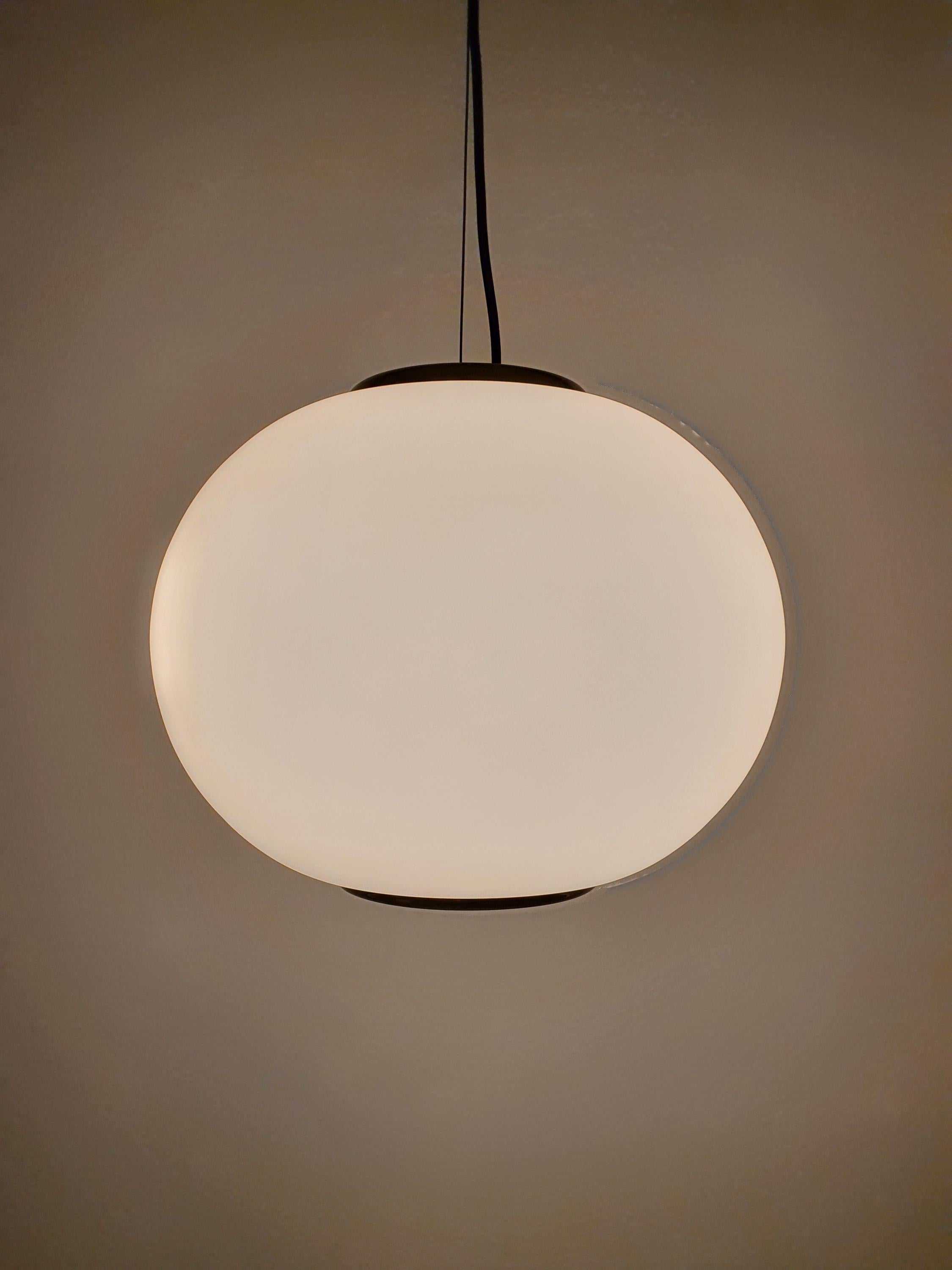 Satin Glass Globe Pendant Light in Brass Frame Midcentury Dining & Bathroom