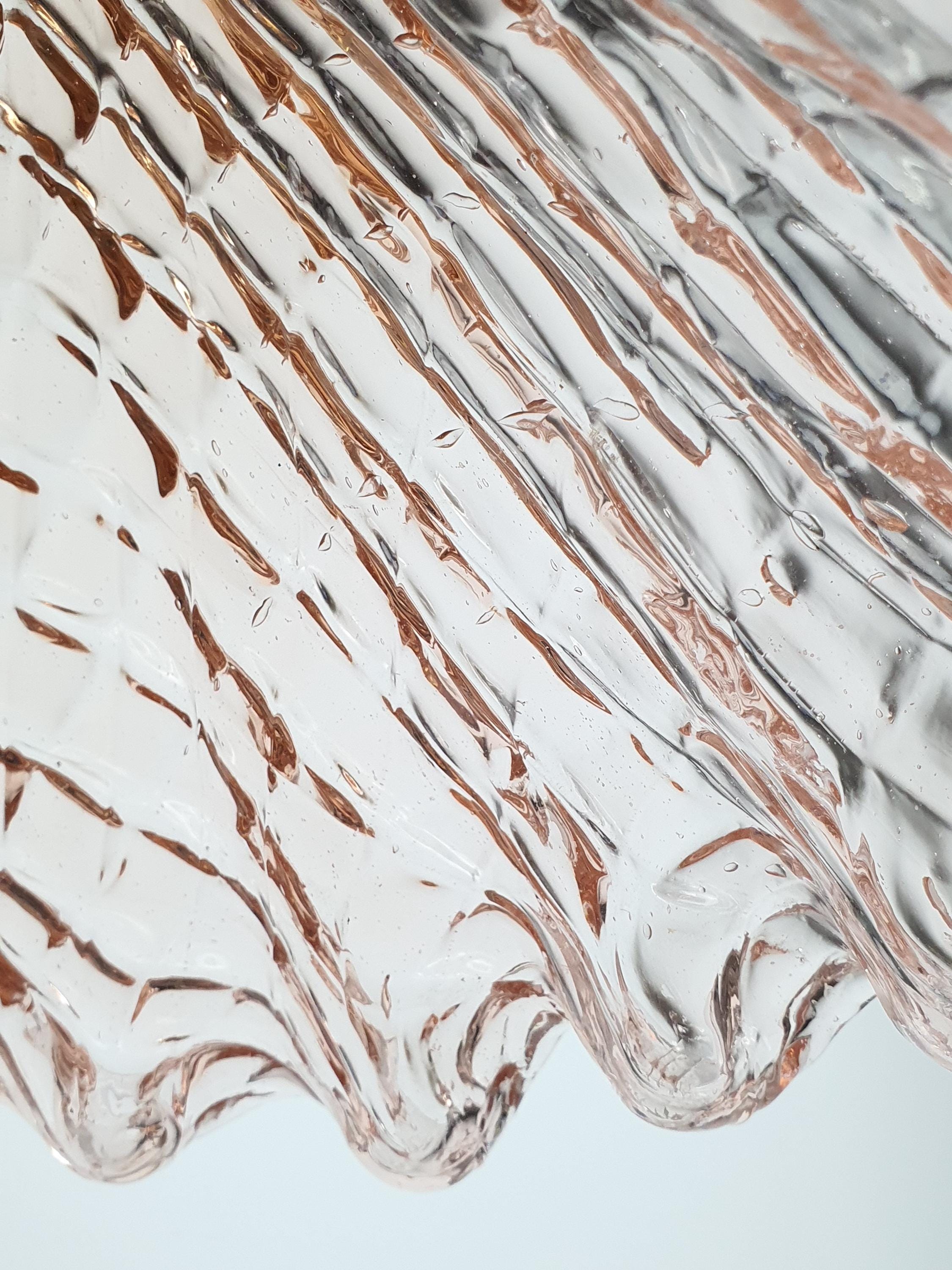 Barovier & Toso Attributed Murano Glass Pink Fazzoletto Pendant Light