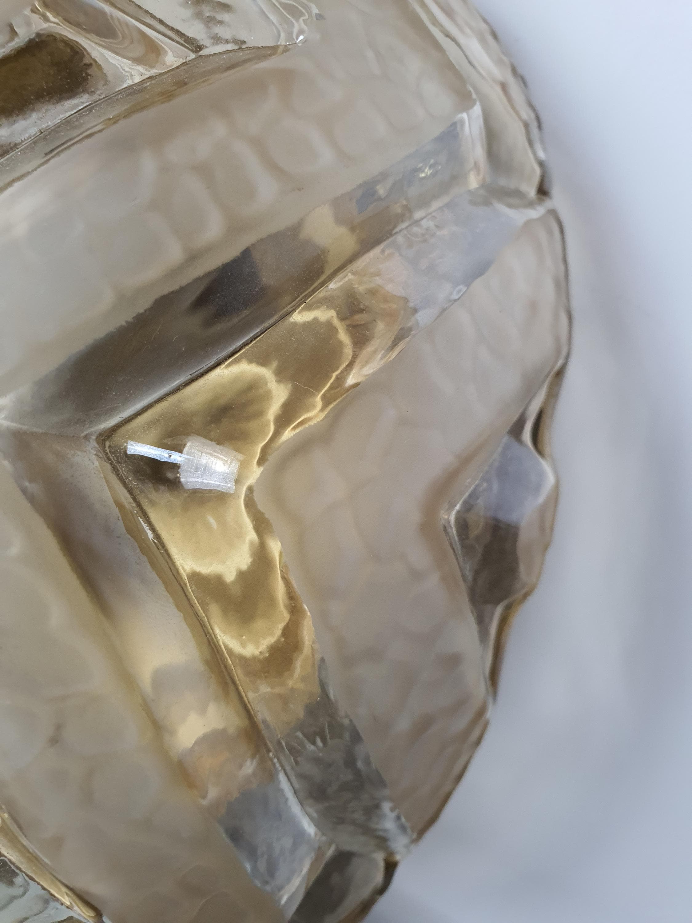 Art Deco Ceiling Light in Stamped Clear Glass | Matte Star Pattern, Bronze Base