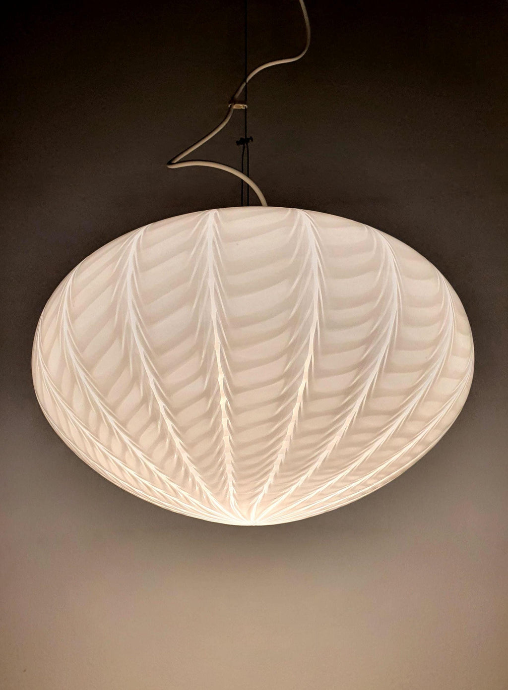 Murano Glass Wave Globe Pendant Light: Handcrafted MCM Scandinavian Decor