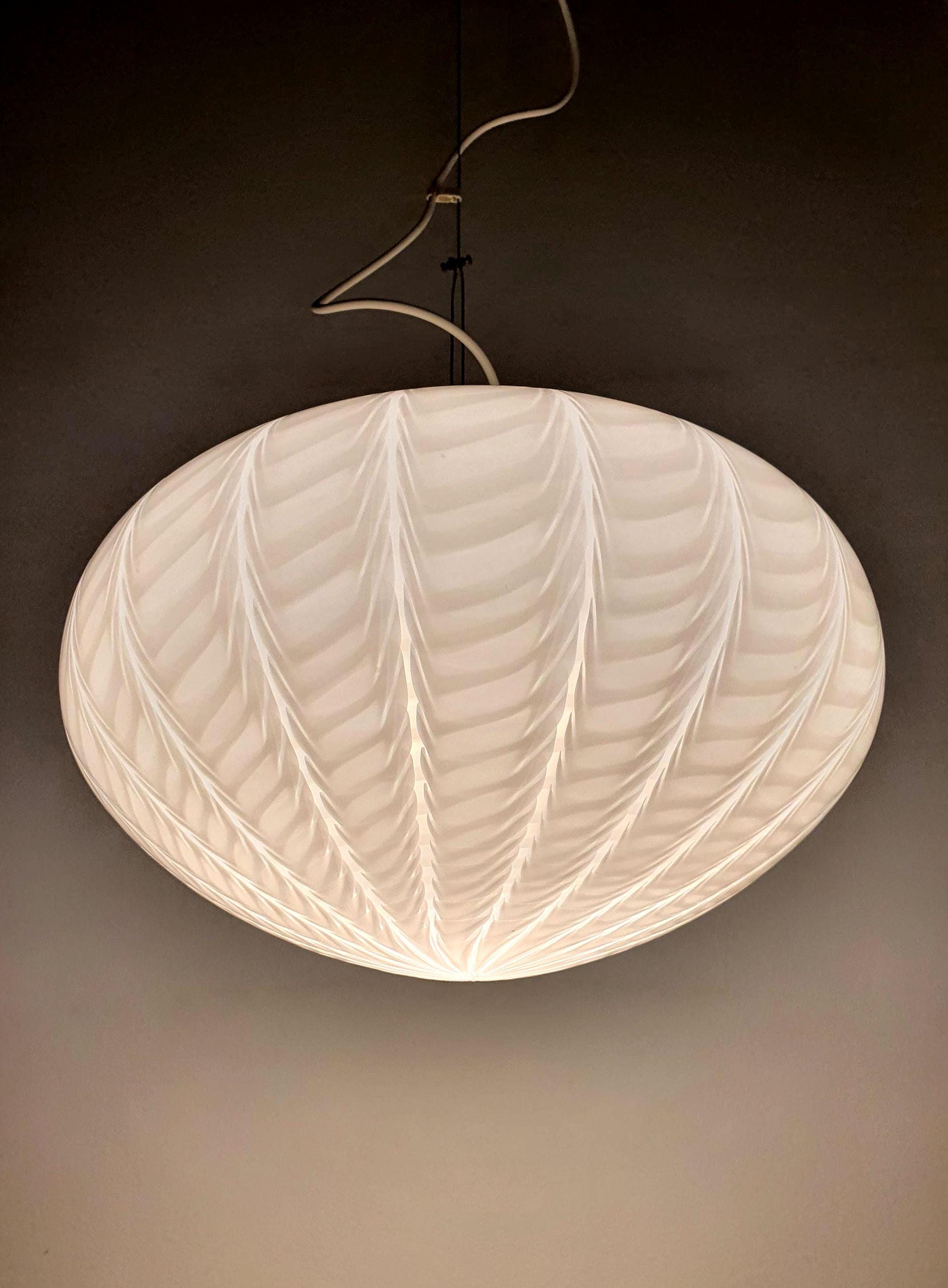 Murano Glass Wave Globe Pendant Light: Handcrafted MCM Scandinavian Decor