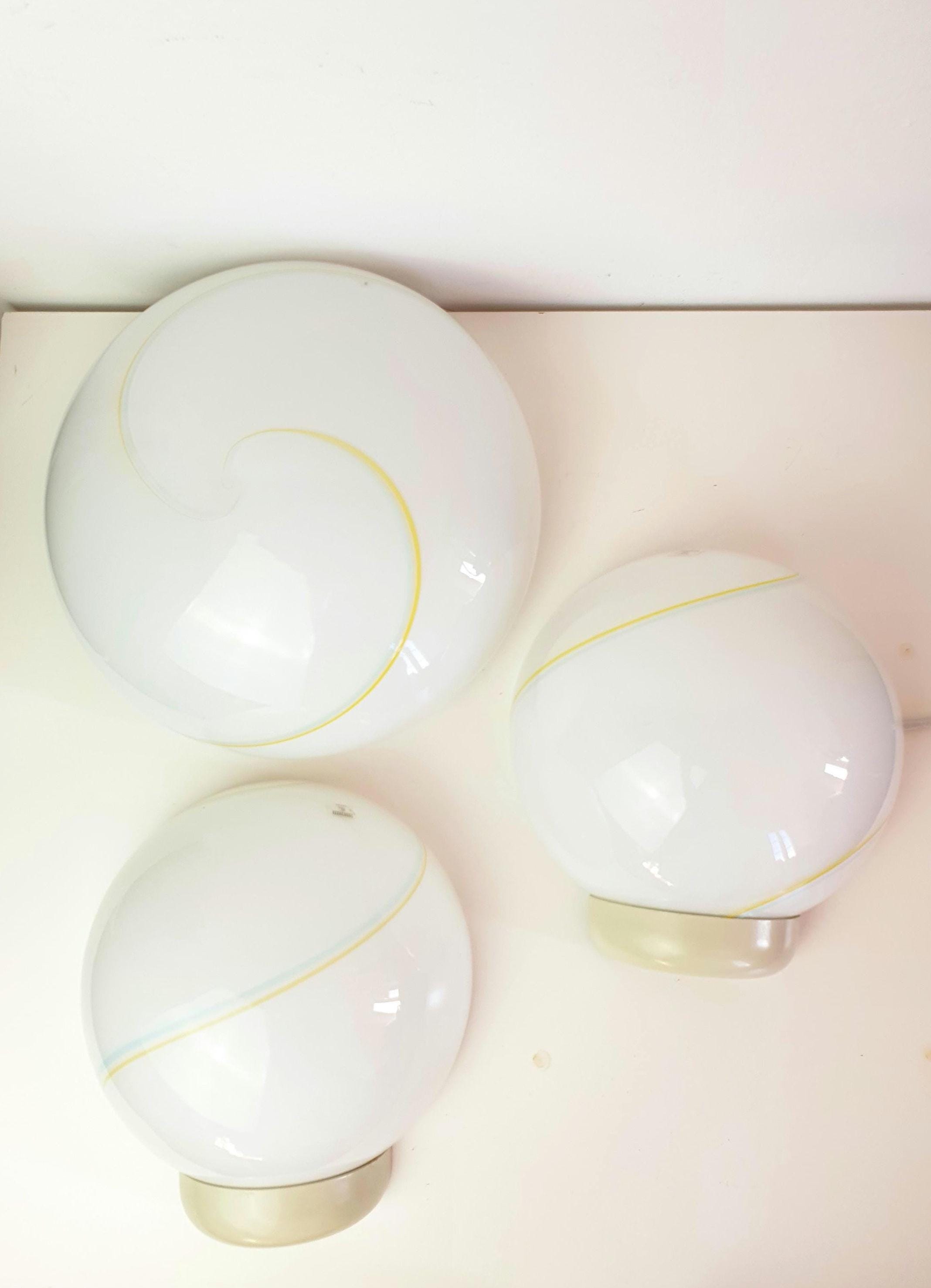 Murano Glass Lighting Set (3 Pieces) | Mid-Century Modern Sconces & Flush Mount | Italian Hand-Blown Vintage Light Trio