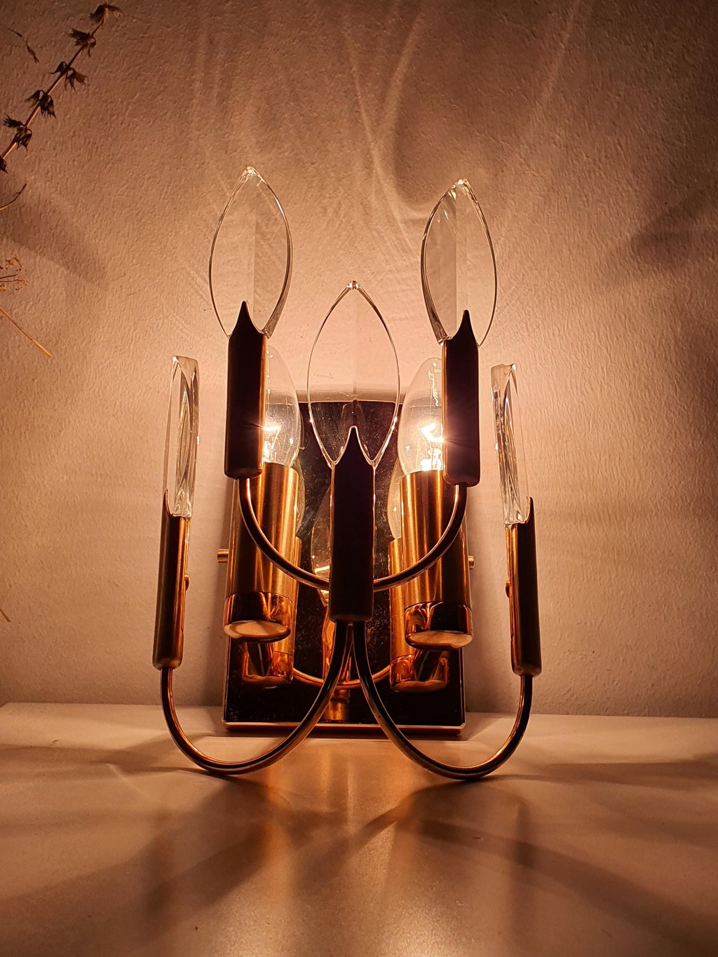 Single Gaetano Sciolari Vintage Crystal Wall Sconce | Hollywood Regency Italian Lighting