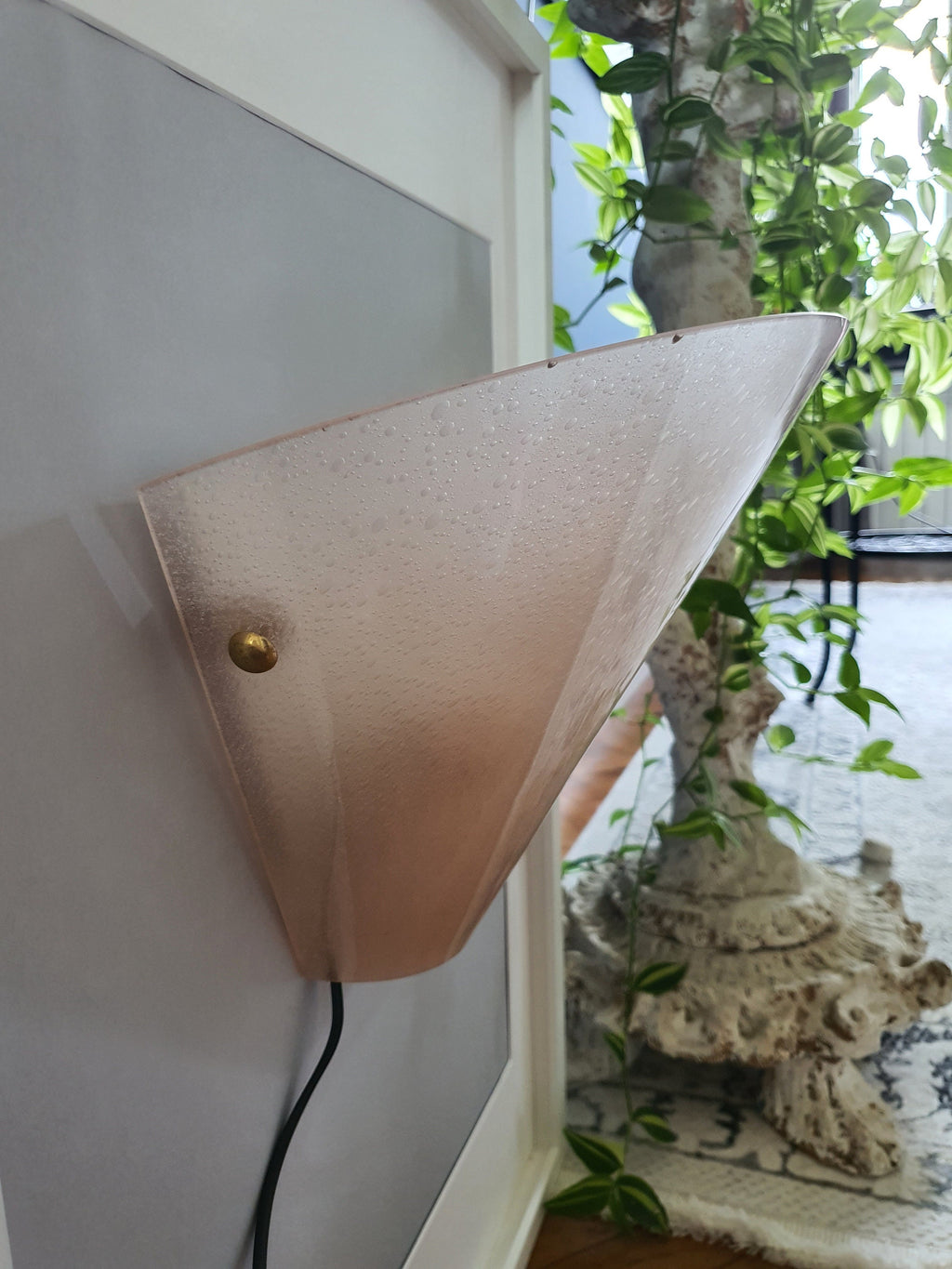 Murano Glass Pink Wall Sconce: Midcentury Art Deco Italian Lighting