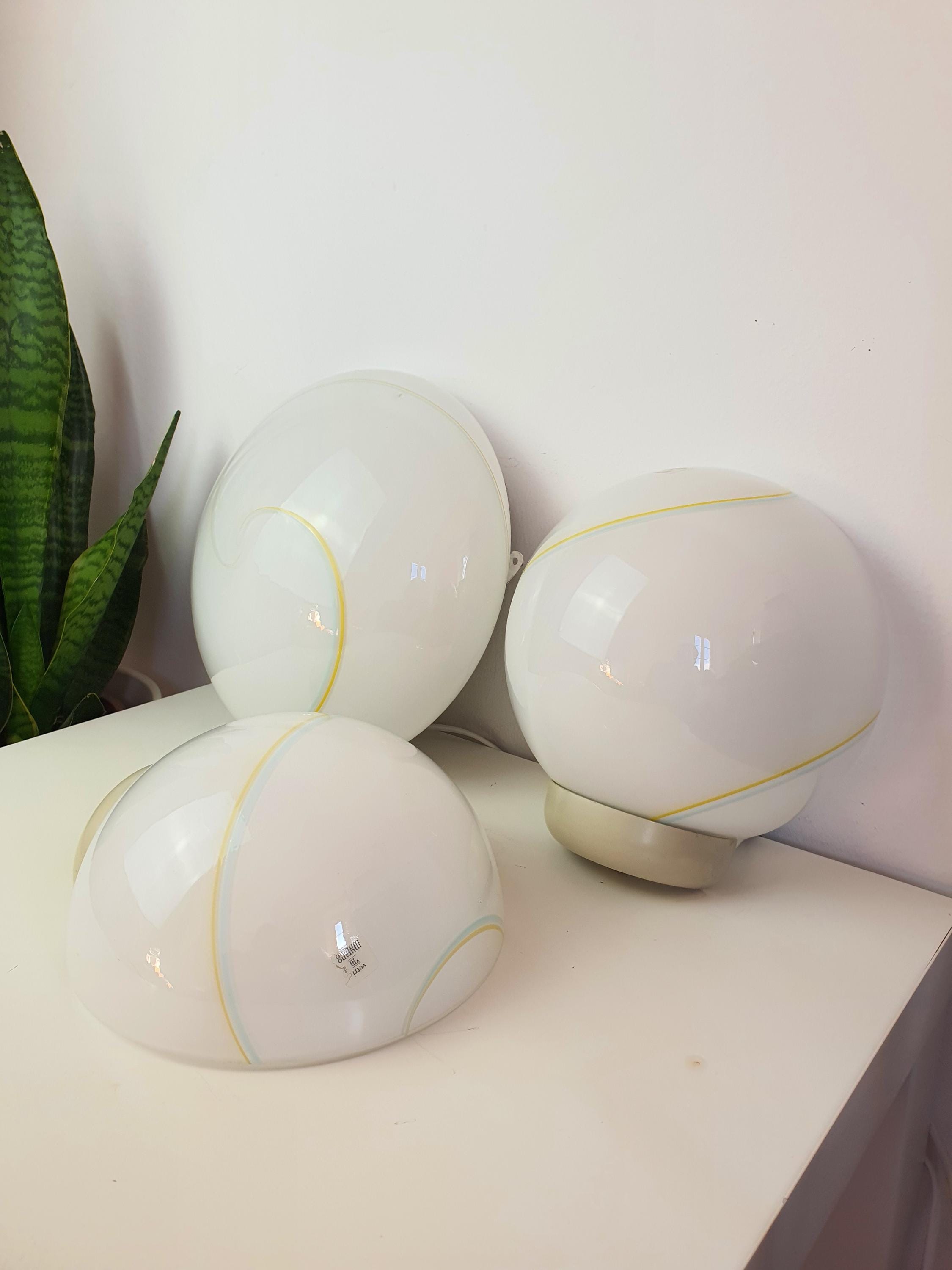 Murano Glass Lighting Set (3 Pieces) | Mid-Century Modern Sconces & Flush Mount | Italian Hand-Blown Vintage Light Trio