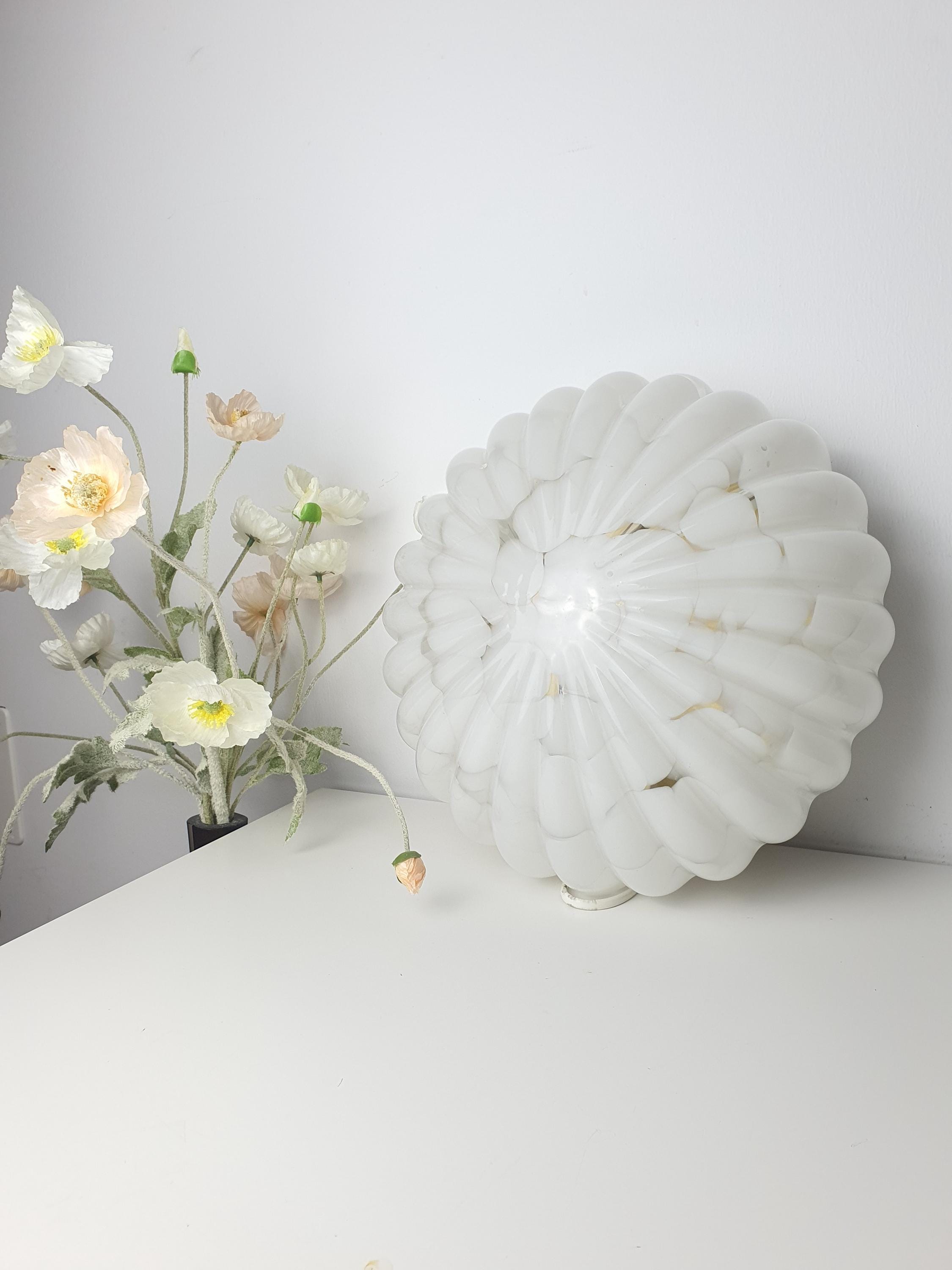 Vintage Spotted Glass Flower Shape Flush Mount Light