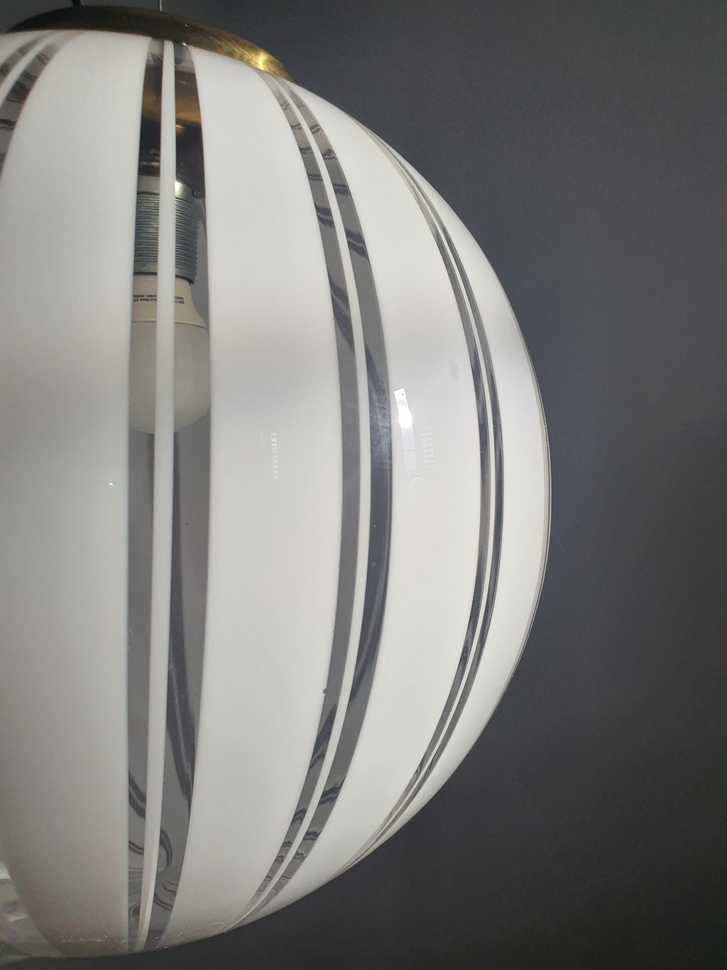 Murano Glass Globe Pendant Light: Italian Filigree MCM Chandelier