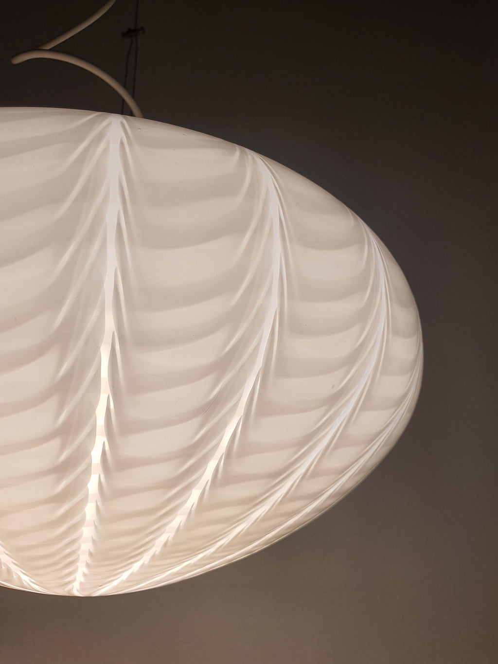 Murano Glass Wave Globe Pendant Light: Handcrafted MCM Scandinavian Decor