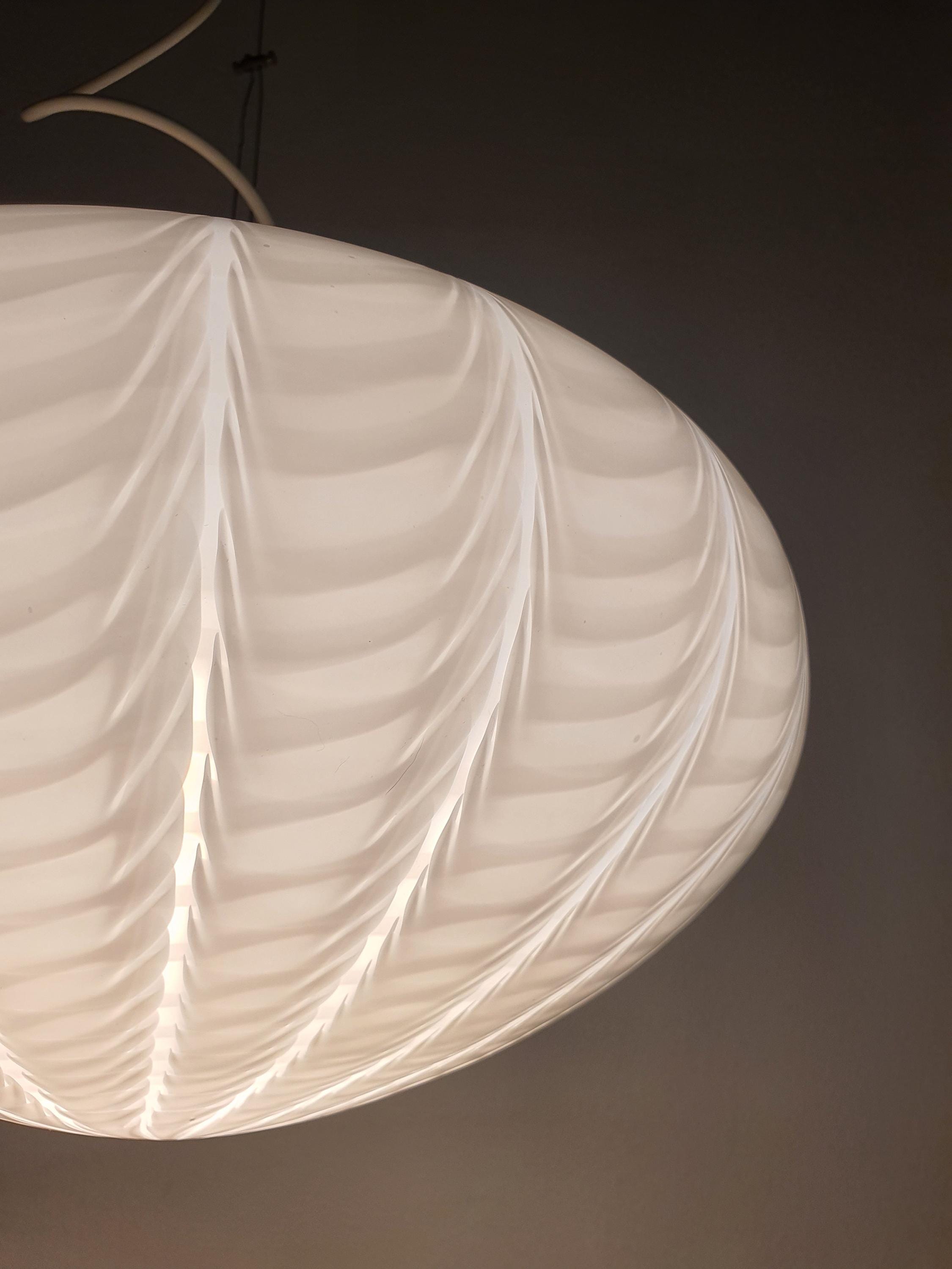 Murano Glass Wave Globe Pendant Light: Handcrafted MCM Scandinavian Decor