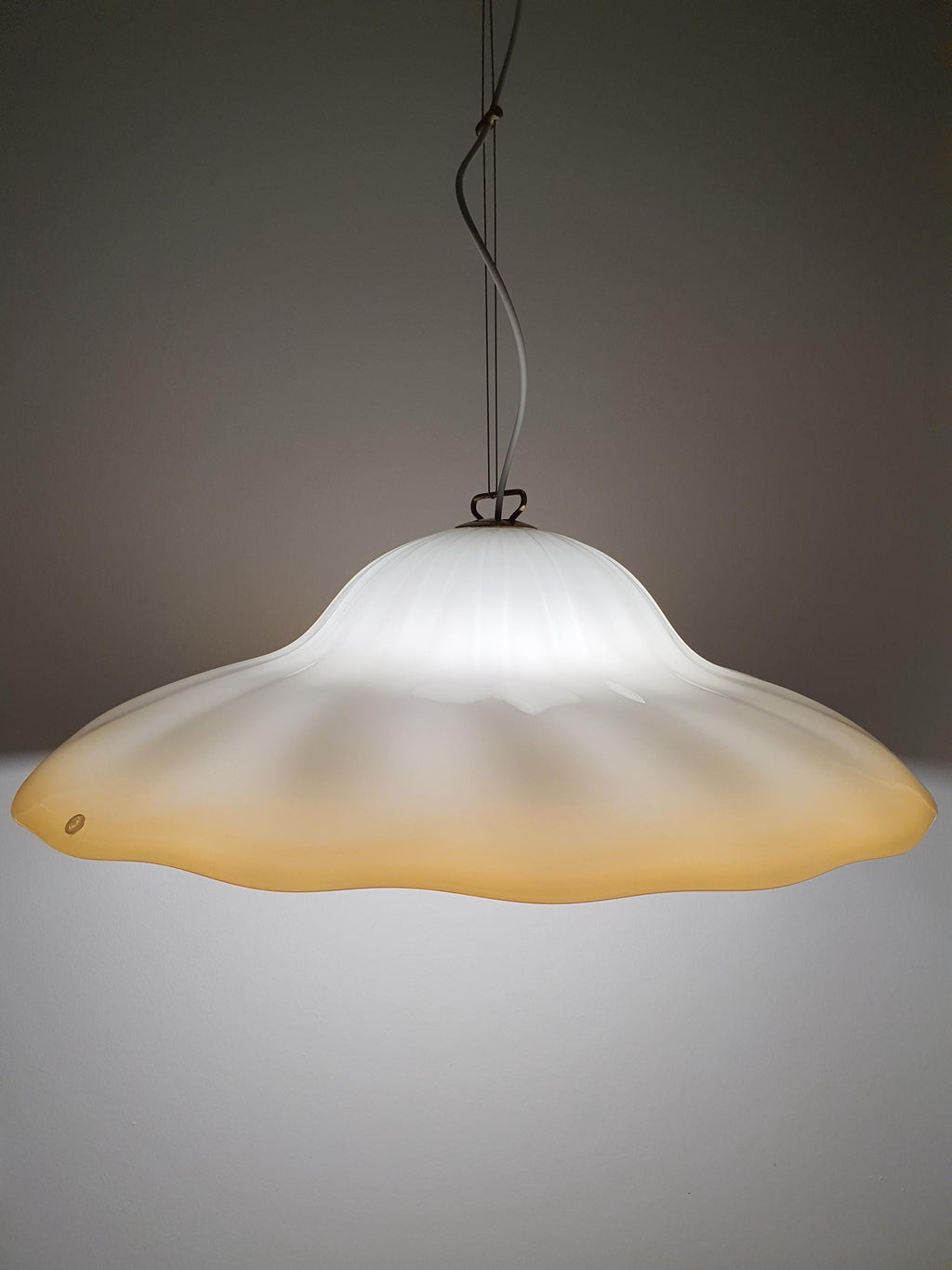 Large La Murrina Crème Brûlée Caramel Floral Pendant Light | Vintage Murano Glass Lighting