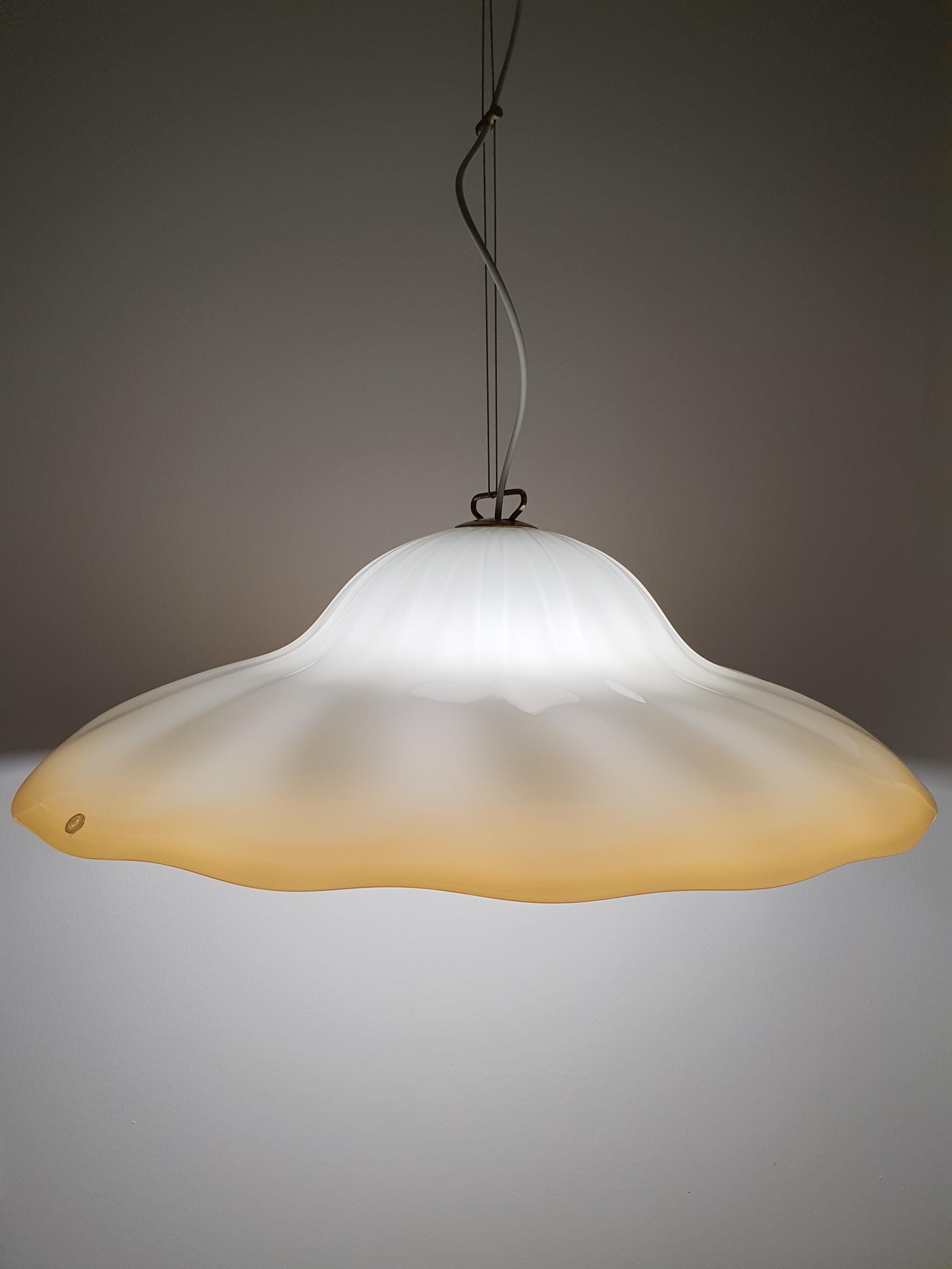 Large La Murrina Crème Brûlée Caramel Floral Pendant Light | Vintage Murano Glass Lighting