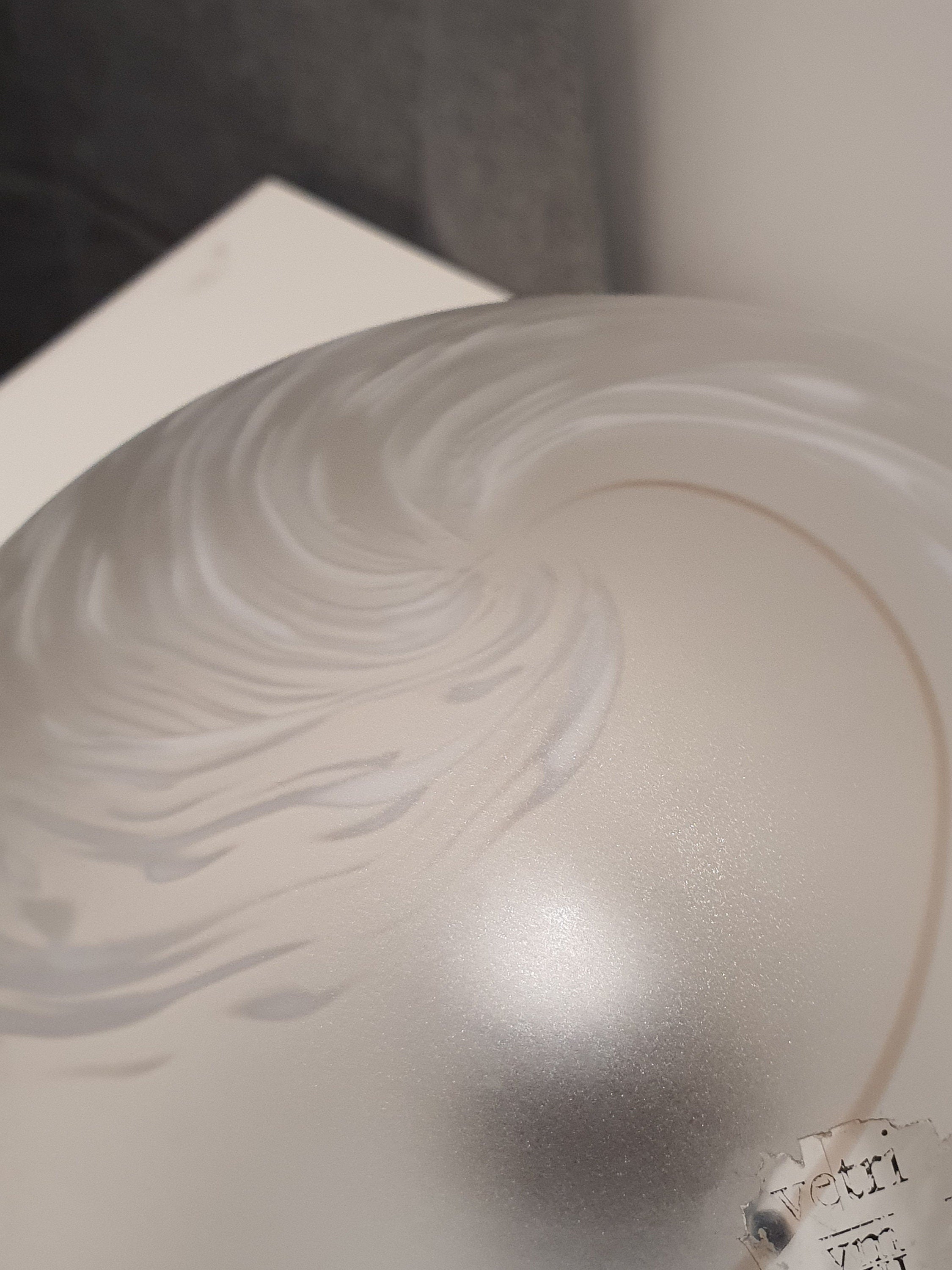 Vintage Murano Glass Table Lamp: White Swirl Globe, Mid-Century Modern Italian Bedside Light