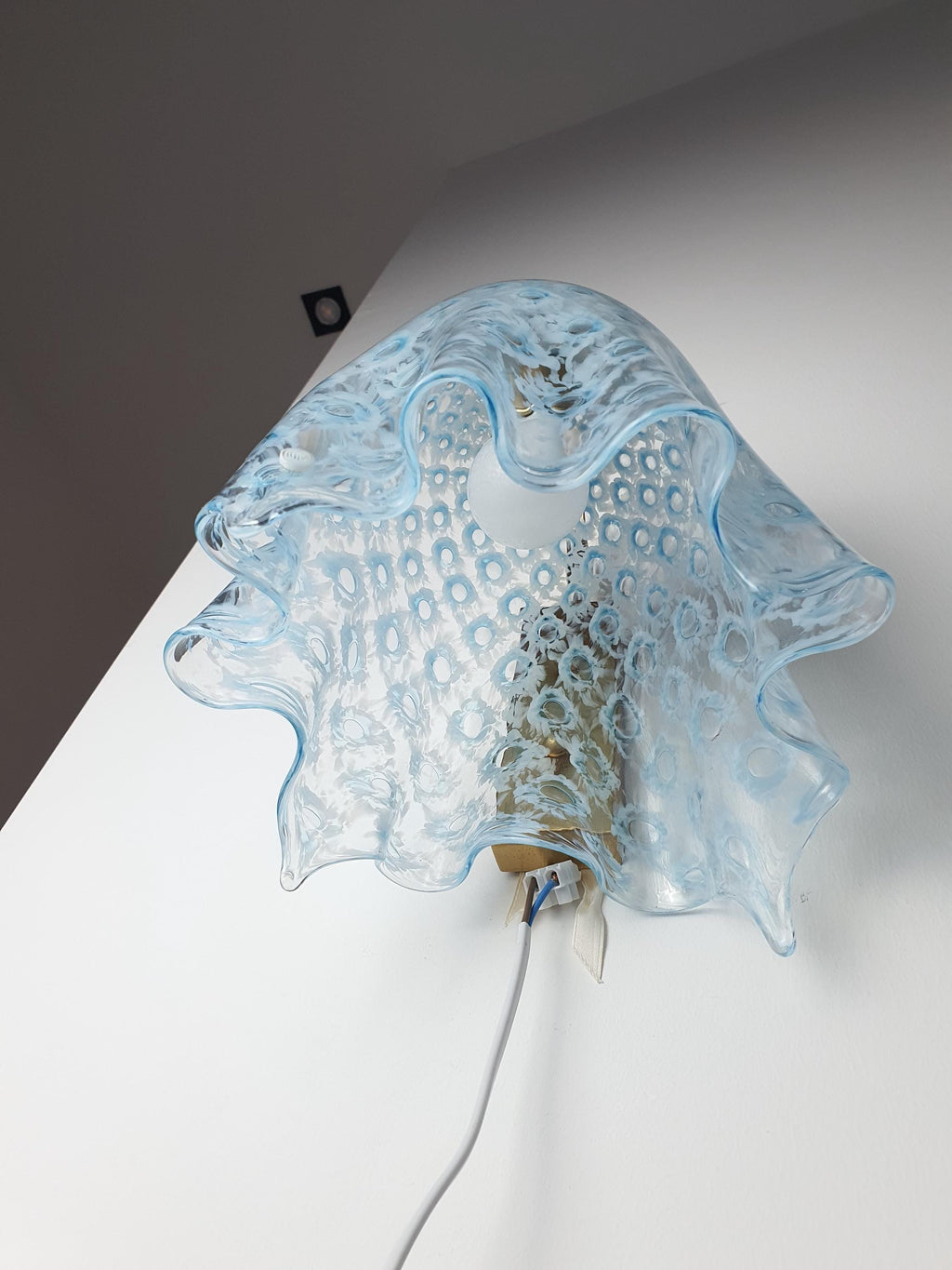 La Murrina Murano Glass Blue Flowing Wall Sconce | Vintage Art Deco Italian Lighting