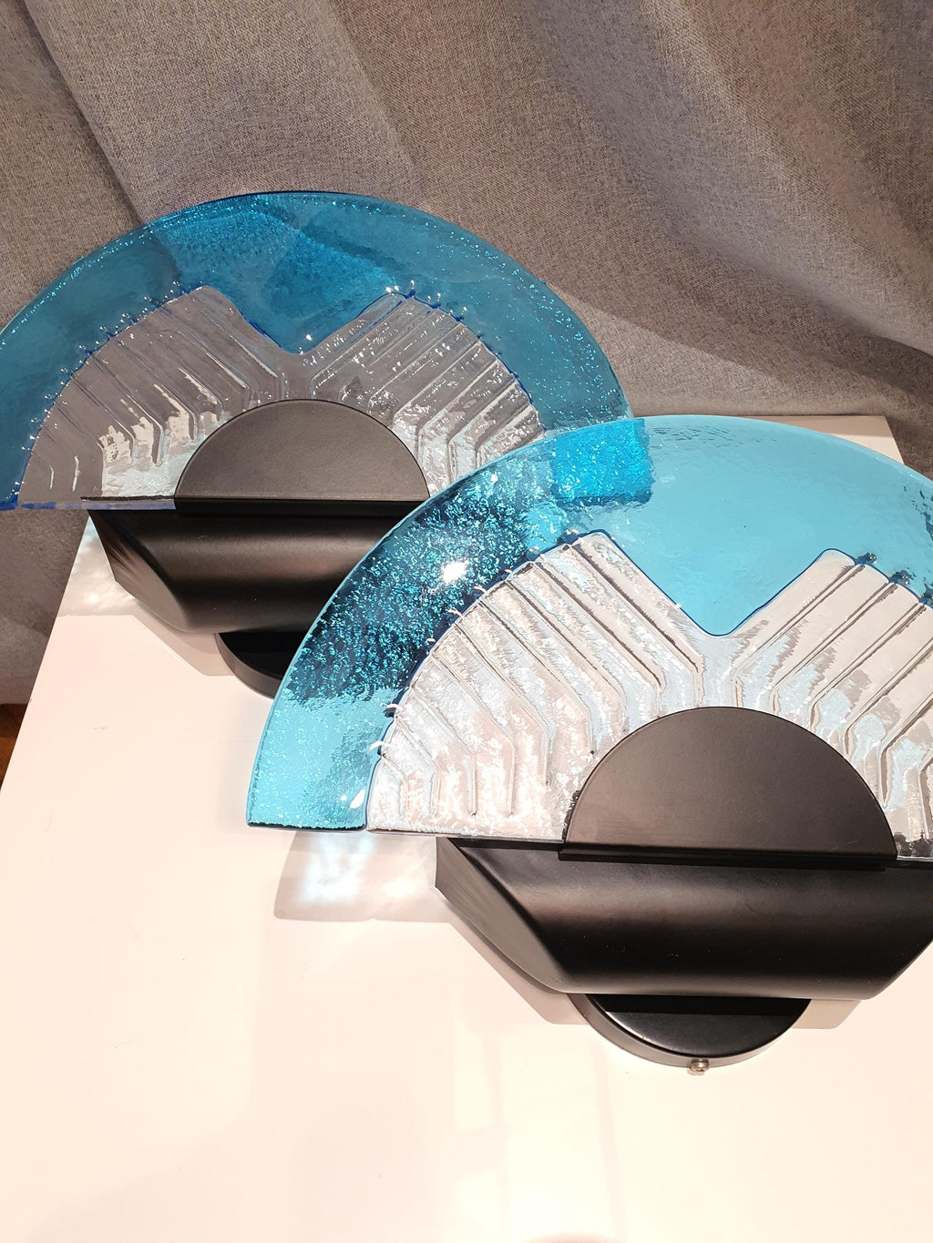 Vintage Blue Murano Glass Sconces: Italian Retro Light Fixtures