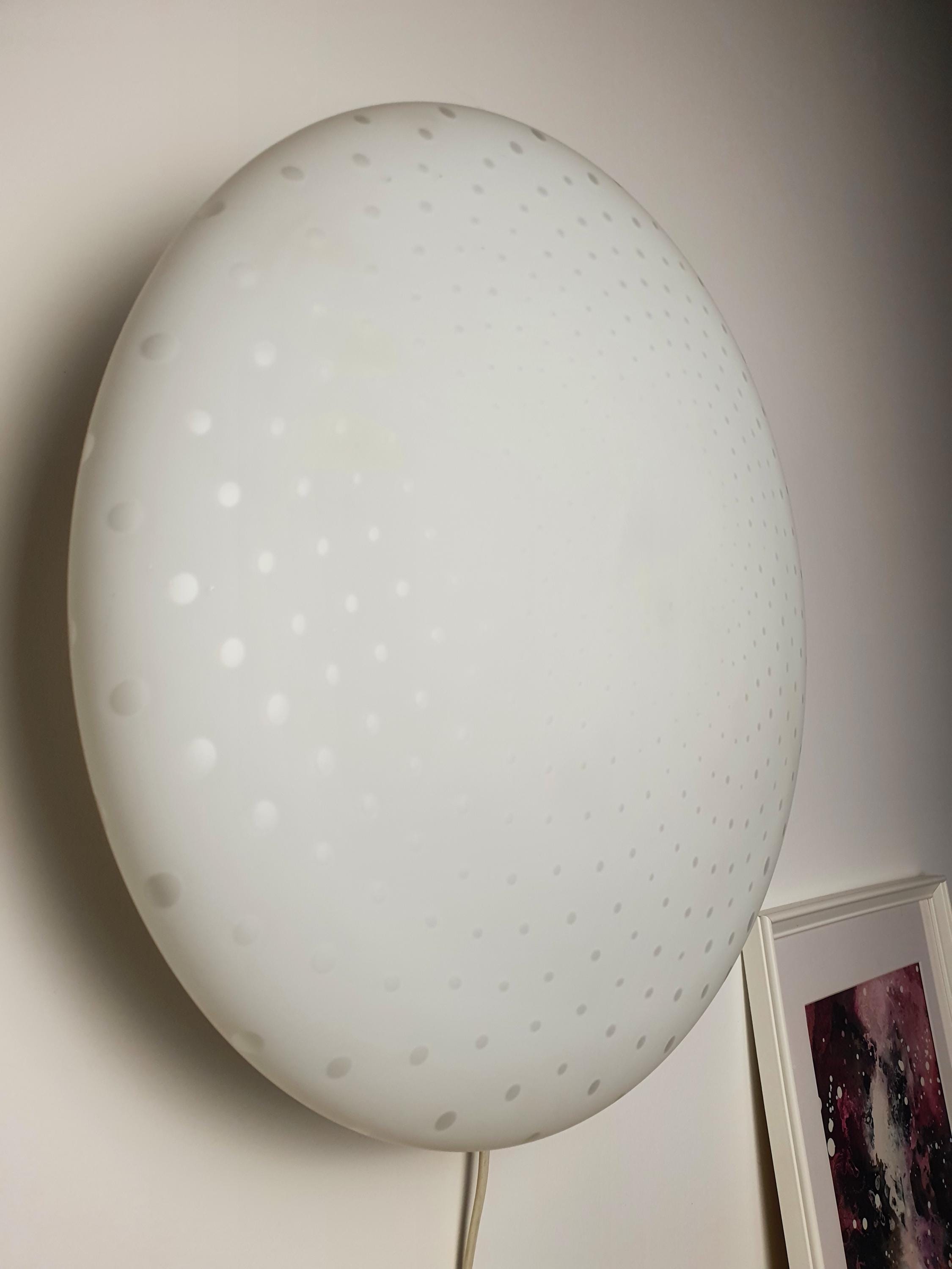 Vintage Bubbled Satin Murano Glass Swirl Flush Mount Light Scandi MCM