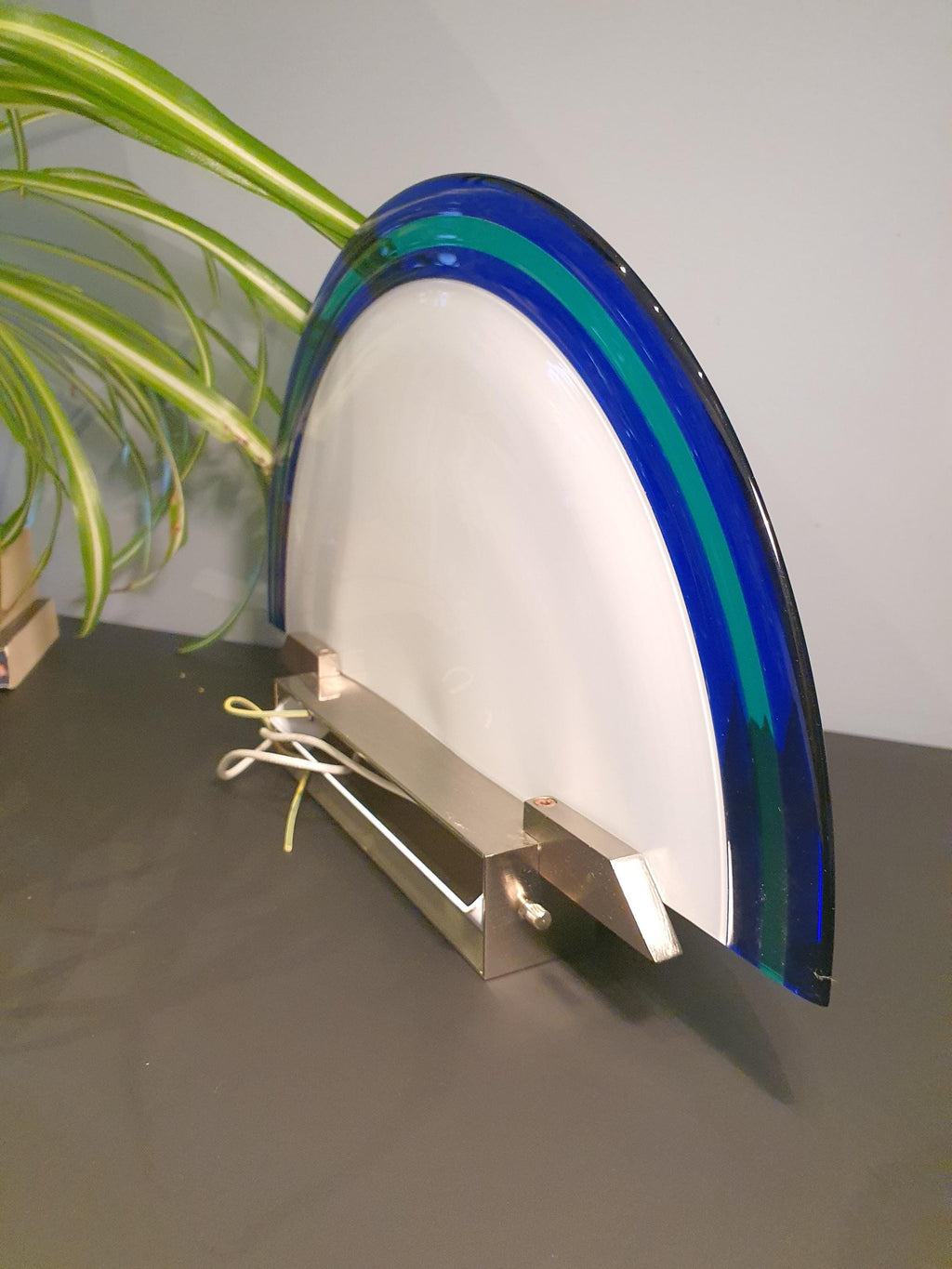 De Majo Murano Glass Sconce: Art Deco Half-Moon Wall Light
