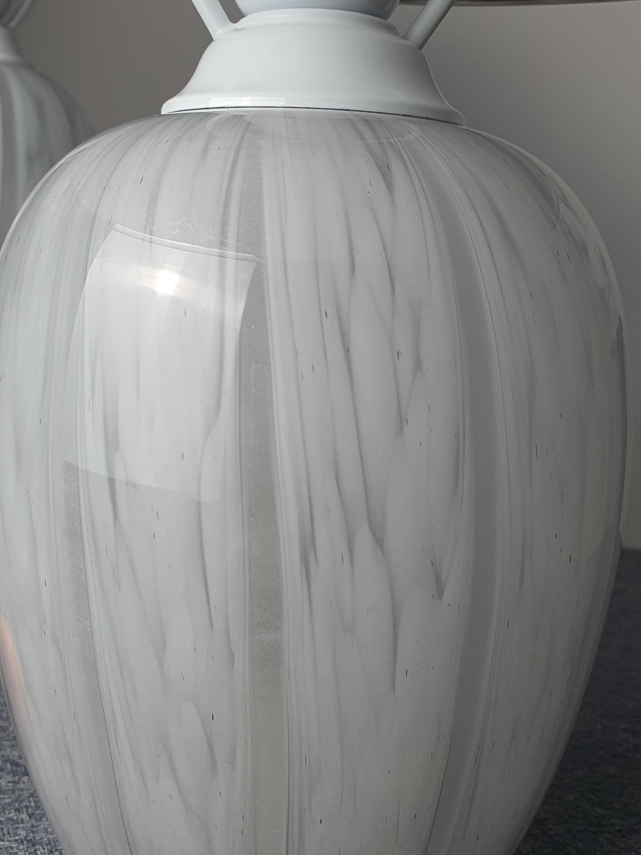 Vintage Murano mushroom lamp — illuminated, warm double-light glow from base and shade