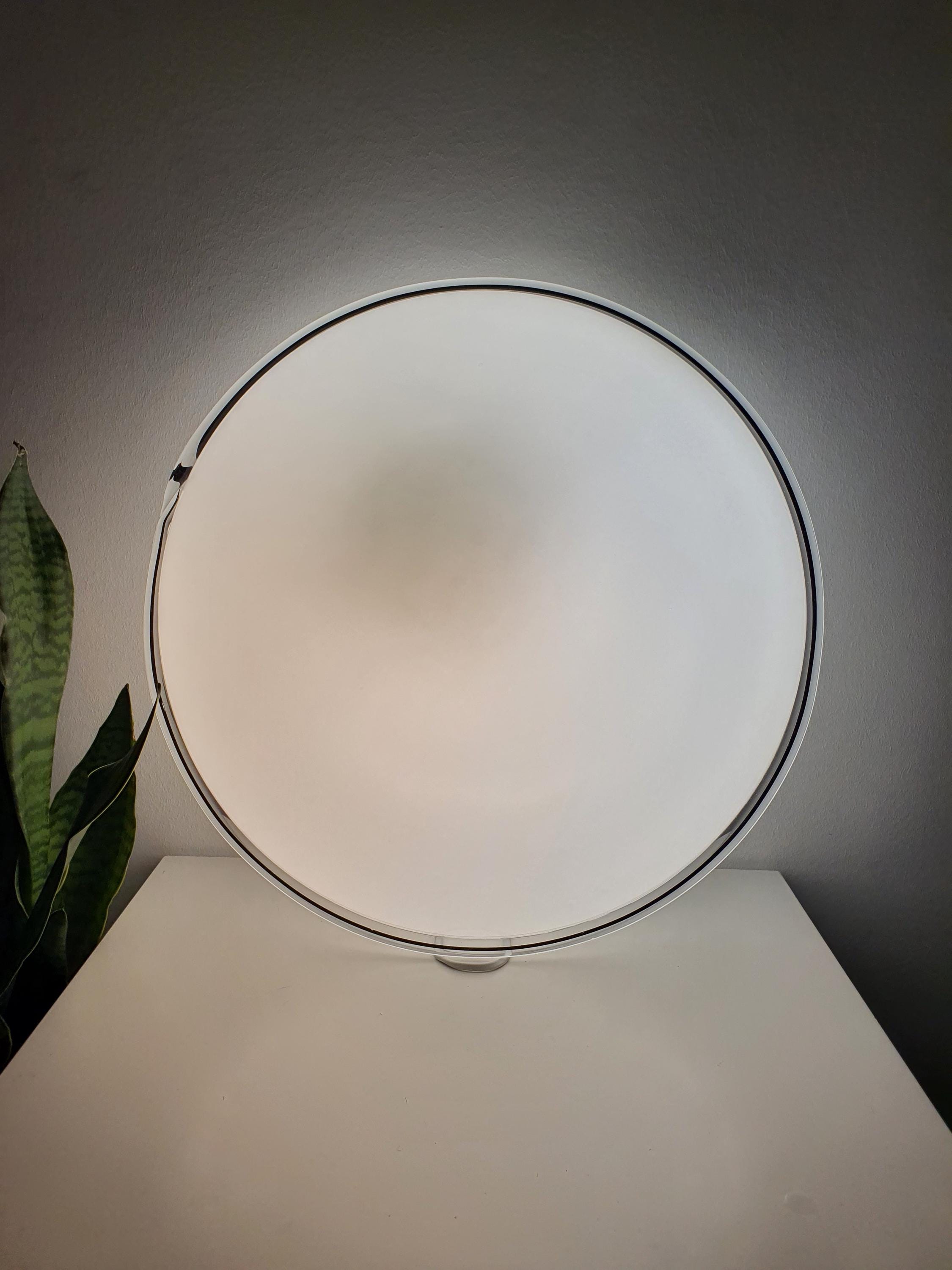 XL Murano Glass Flush Mount Light: Mid-Century Italian White & Black Ceiling Lamp