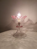 Vintage-Muranoglas Tulip Tischlampe 1970er Italienisch rosa floral Nachttischlicht