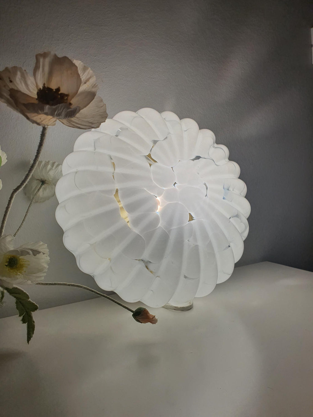 Vintage Spotted Glass Flower Shape Flush Mount Light