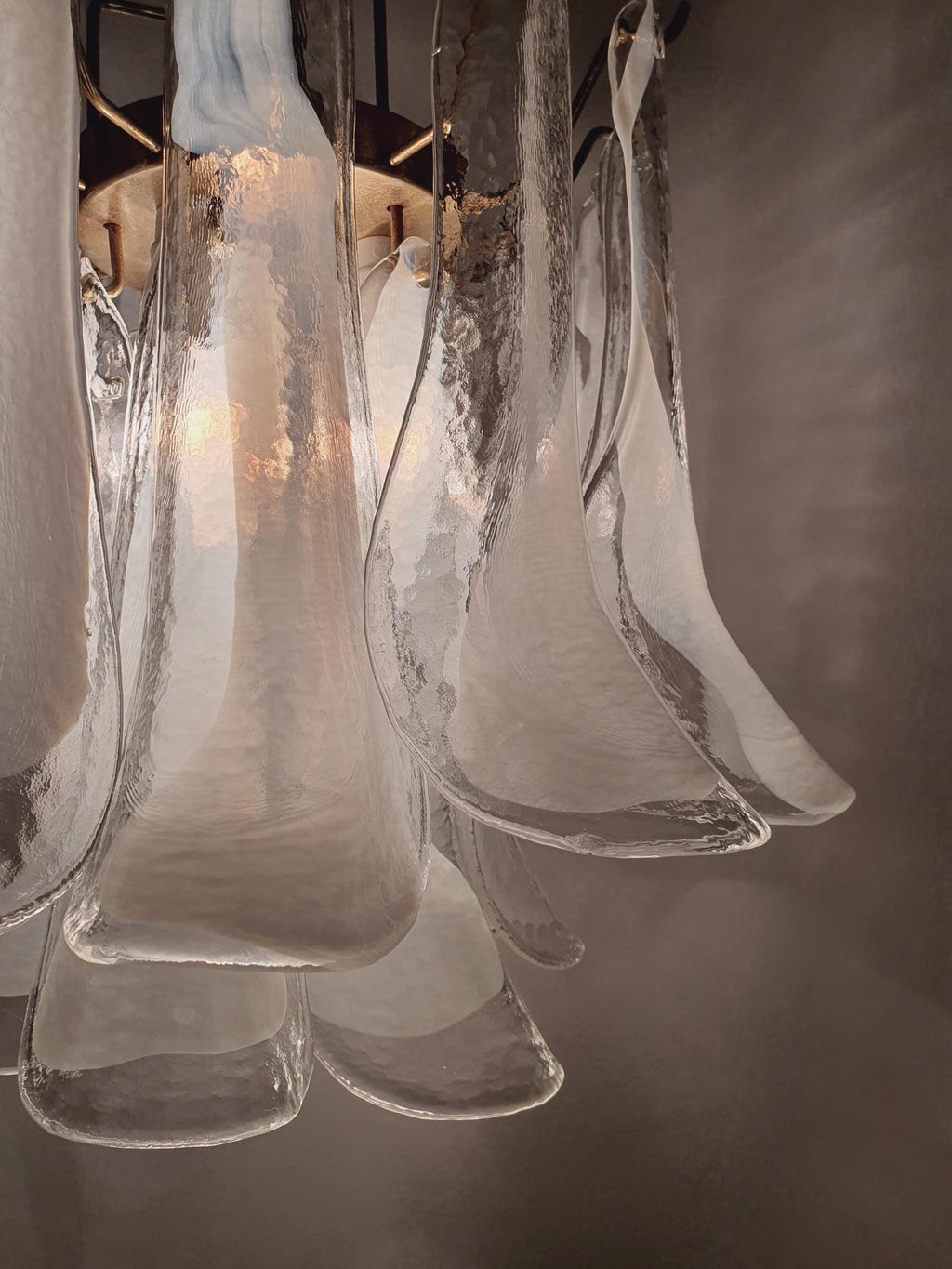 La Murrina White Petals Chandelier | Vintage Handblown Murano Glass | Italian Mid-Century Hollywood Regency