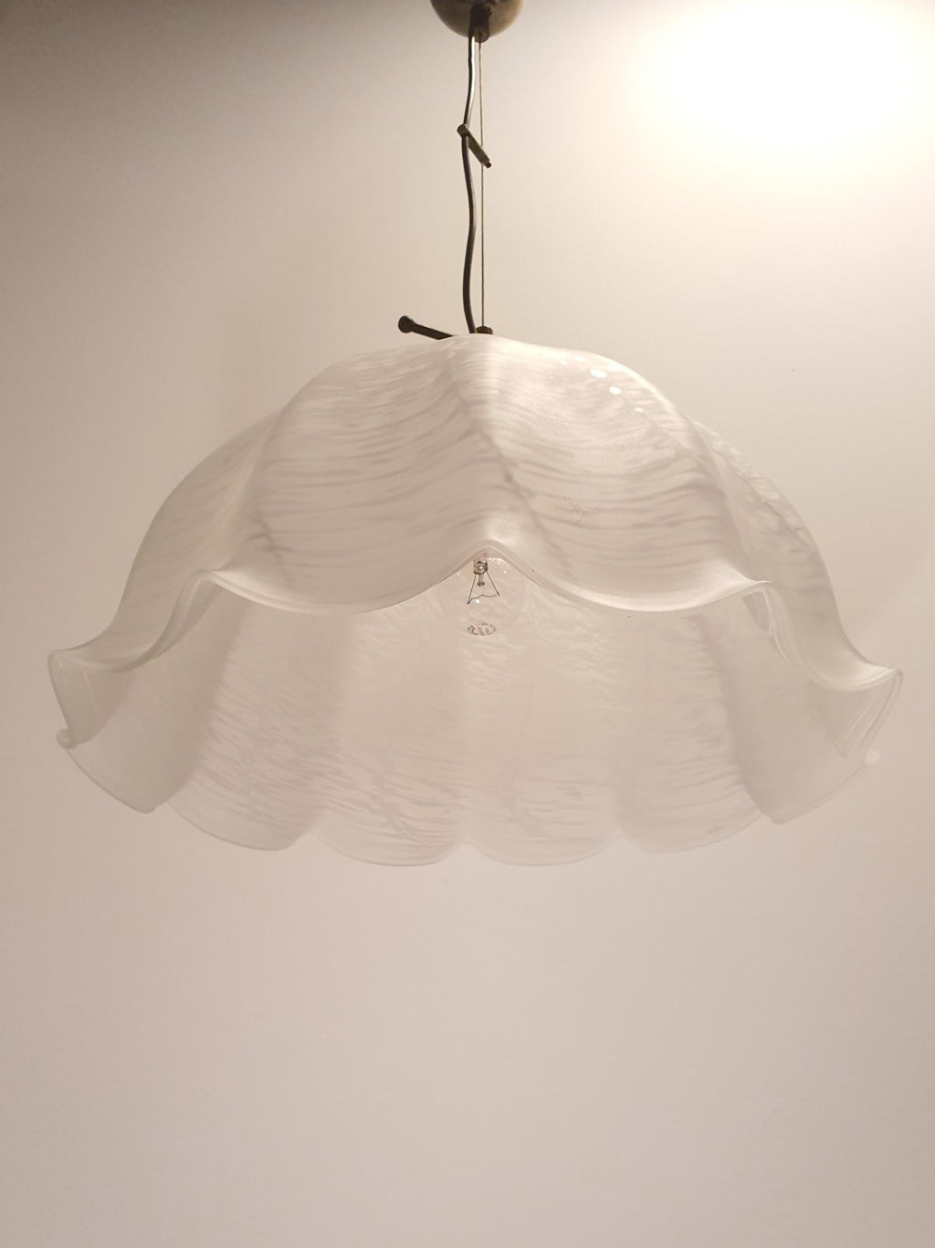 Murano Glass Lily Pendant Light: Italian Vintage Filigree Chandelier