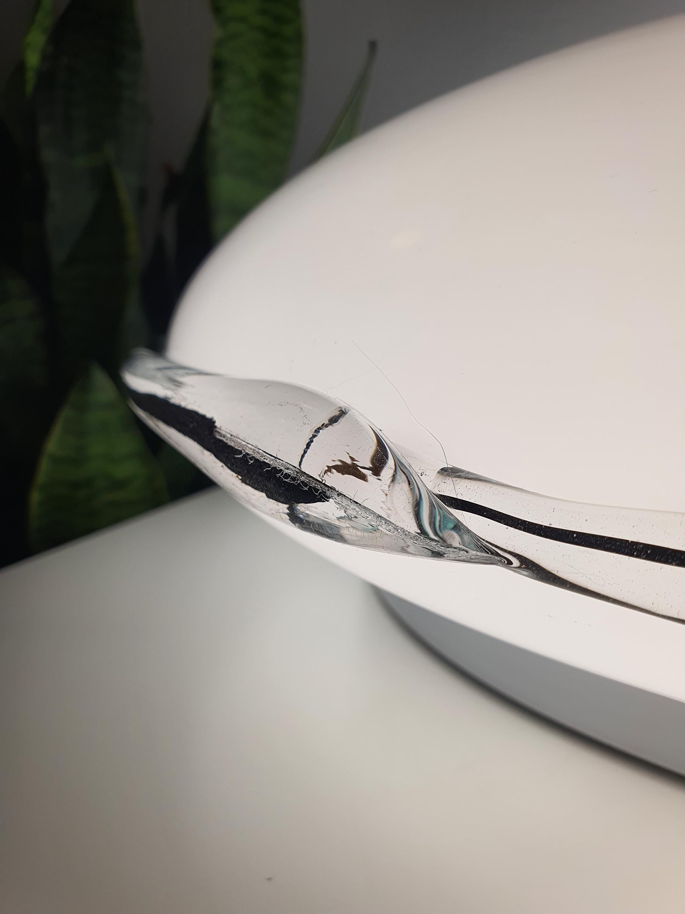 XL Murano Glass Flush Mount Light: Mid-Century Italian White & Black Ceiling Lamp