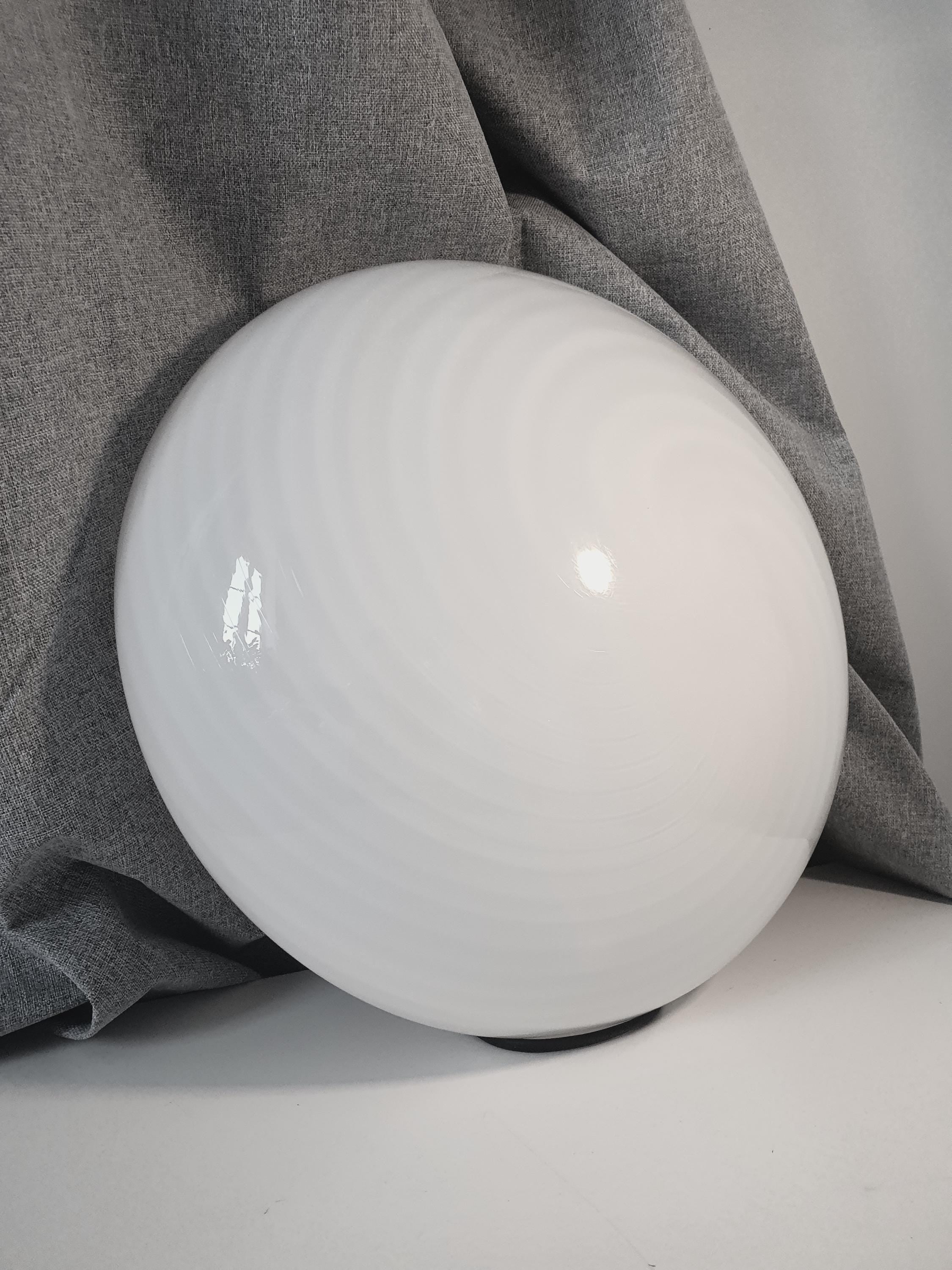 Vintage Murano Glass Swirl Lamp: 1980s MCM Flush Mount Light