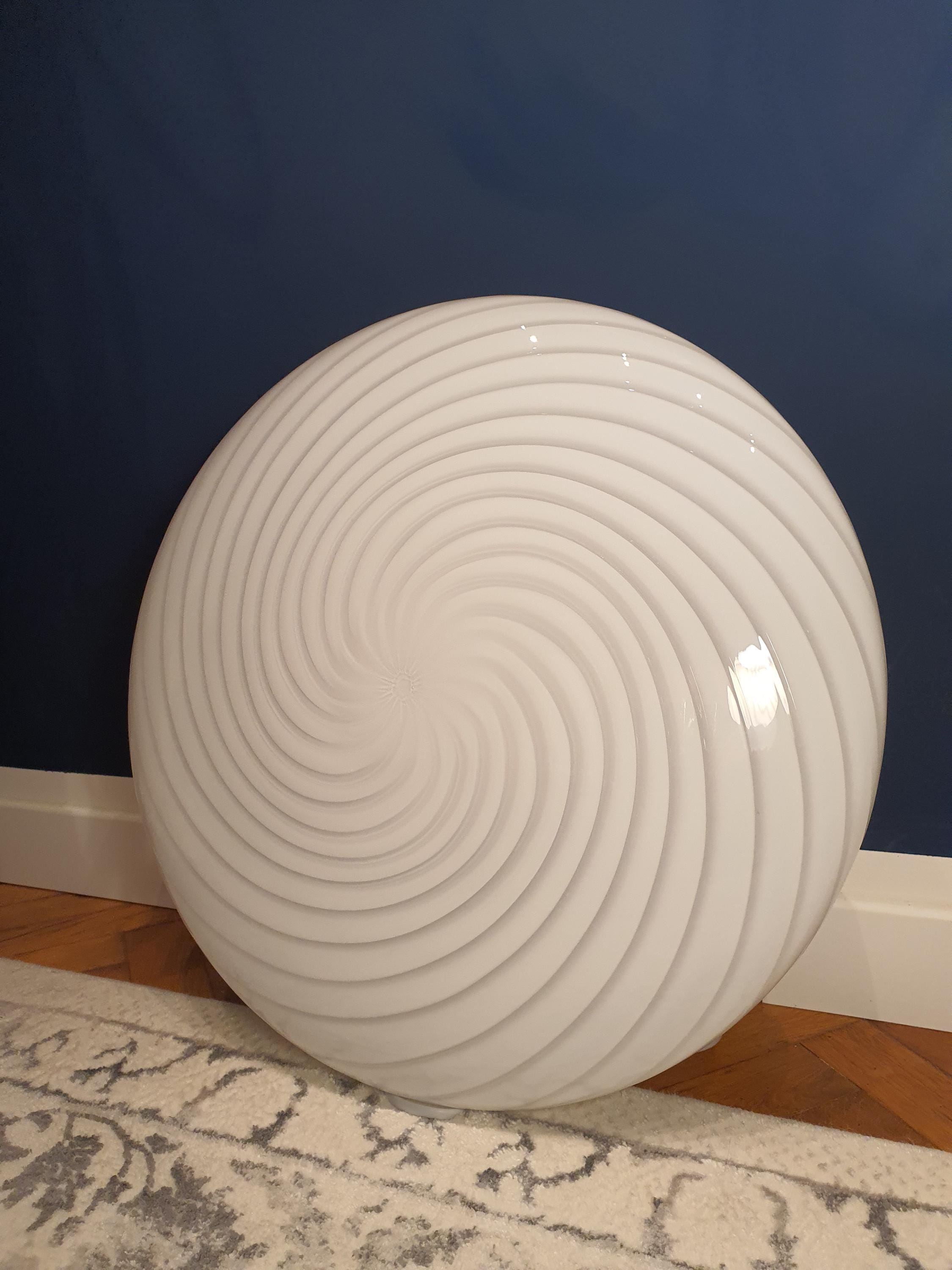 De Majo Murano Glass Flush Mount Light: Vintage White Swirl