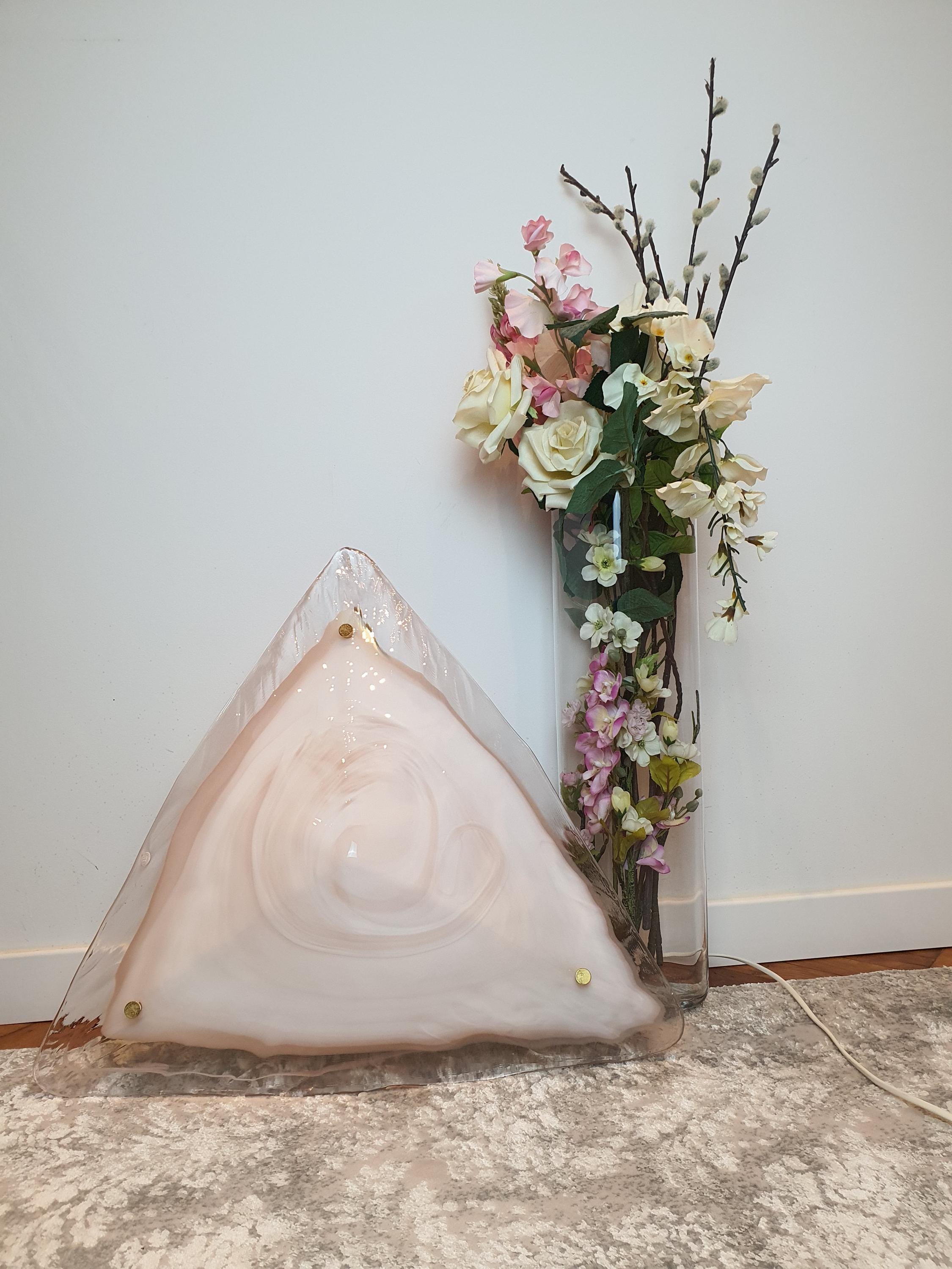 La Murrina Murano Glass Flush Mount Light: Pink Marble Art Nouveau Ceiling Lamp