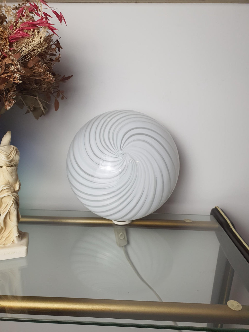 Vintage Murano Glass Swirl Flush Mount Light | Mid-Century Modern Retro Lighting