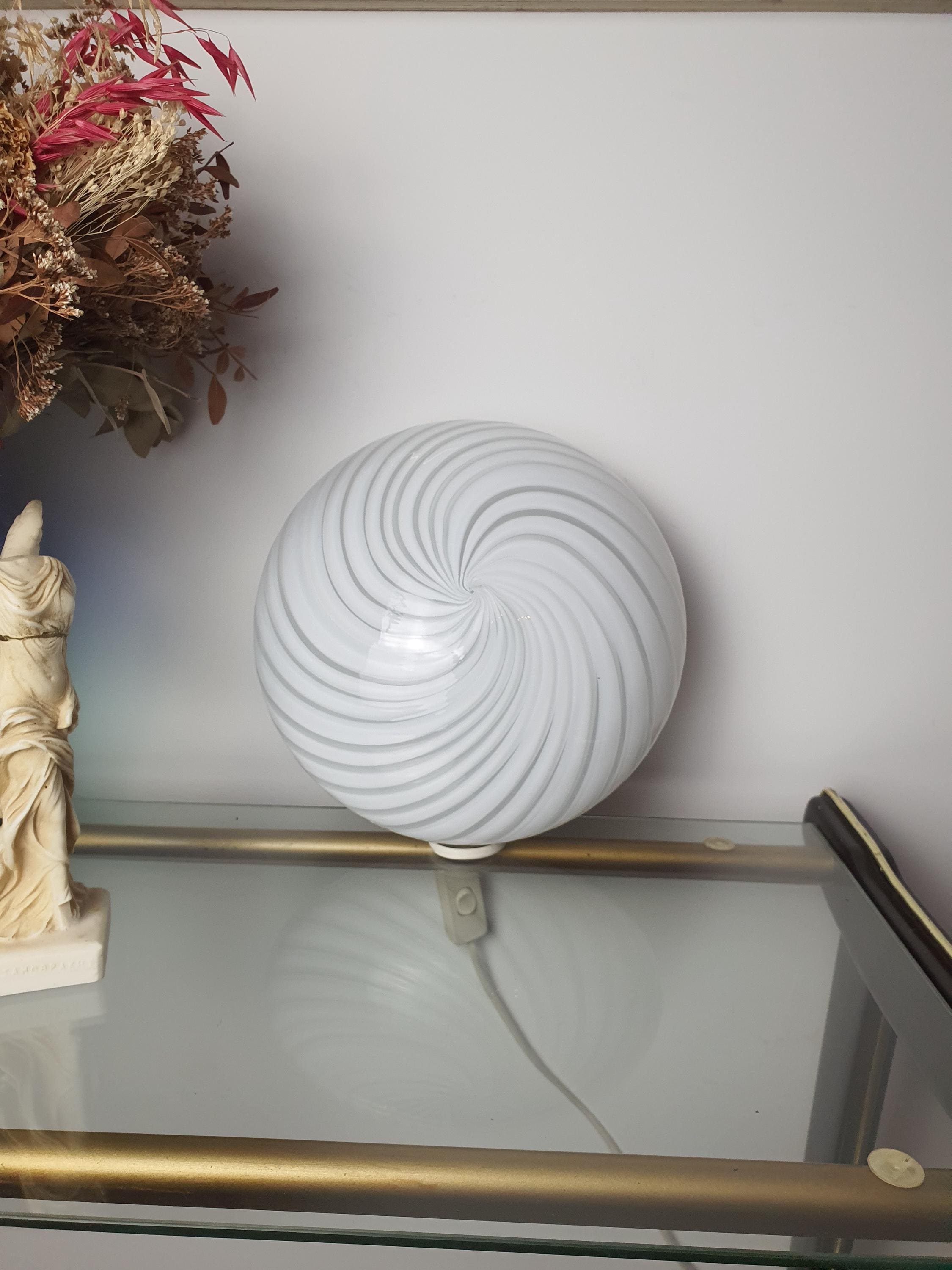 Vintage Murano Glass Swirl Flush Mount Light | Mid-Century Modern Retro Lighting