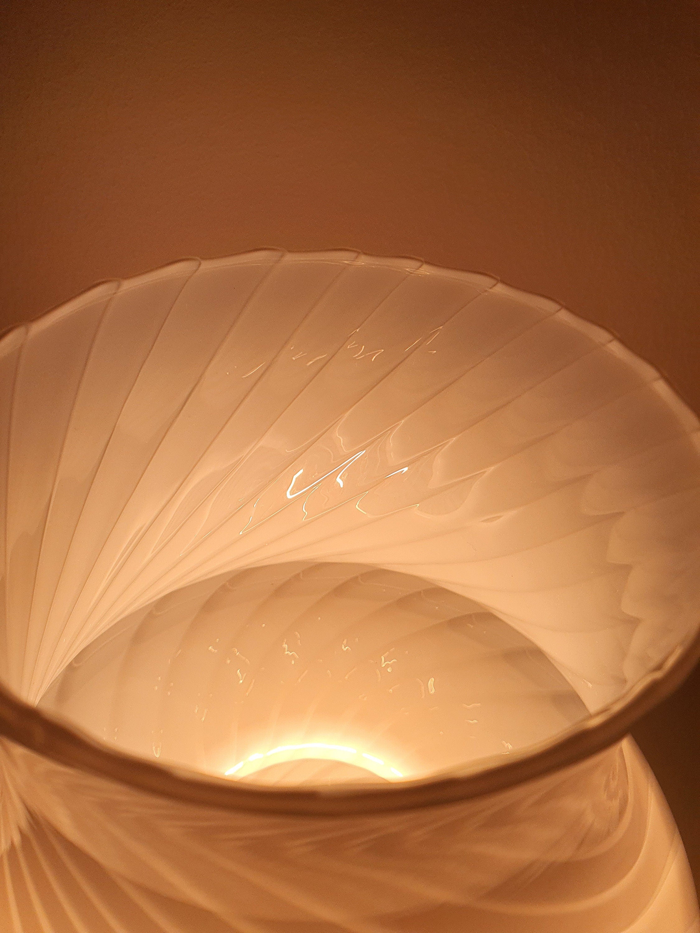 XL White Swirl Murano Glass Mushroom Lamp - 1970s Mid-Century Modern