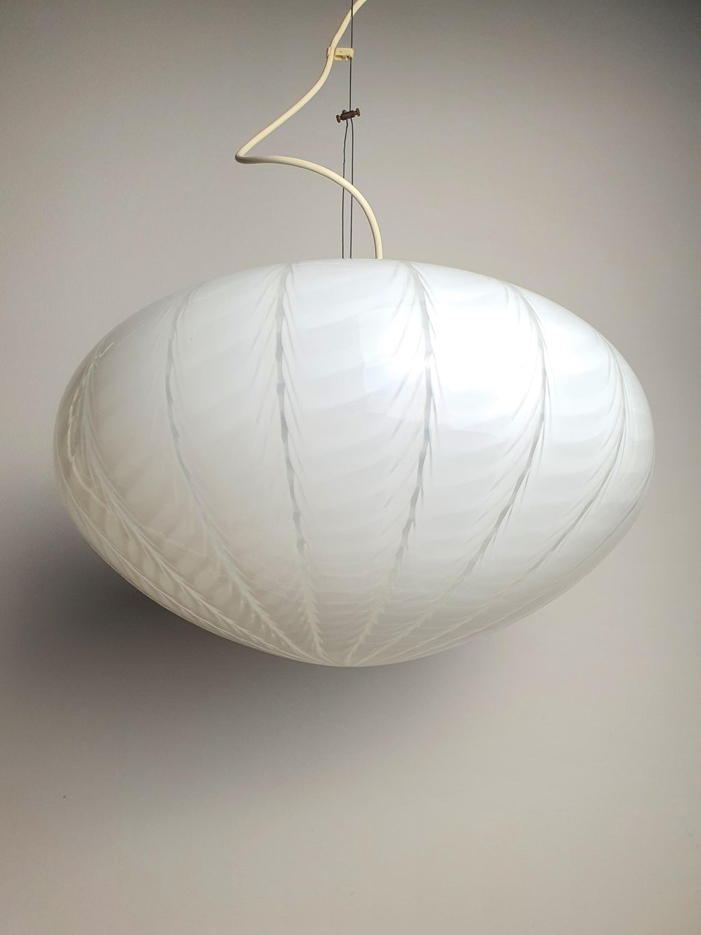 Murano Glass Wave Globe Pendant Light: Handcrafted MCM Scandinavian Decor