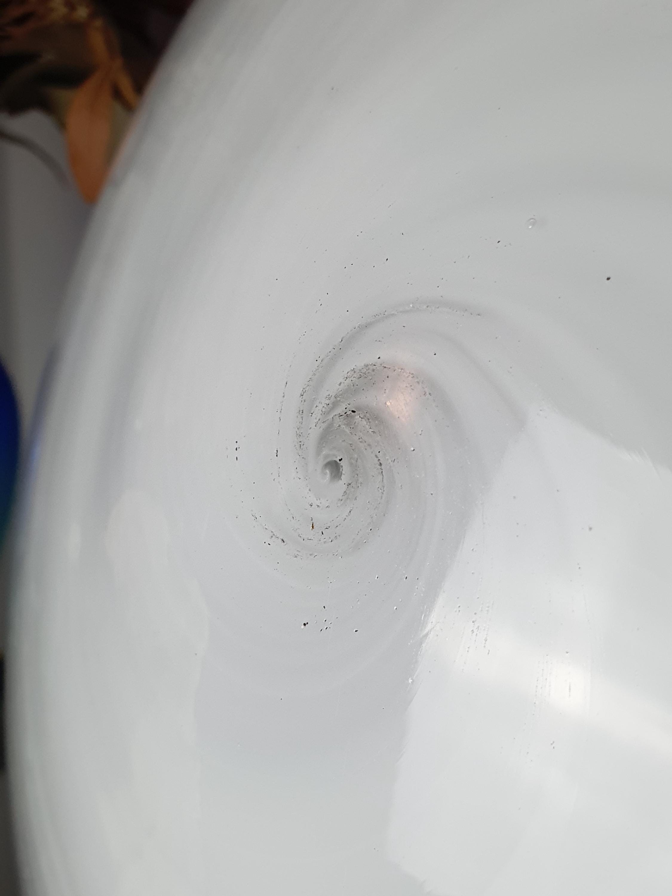 Large Vintage Murano Glass White Swirl Flush Mount Light