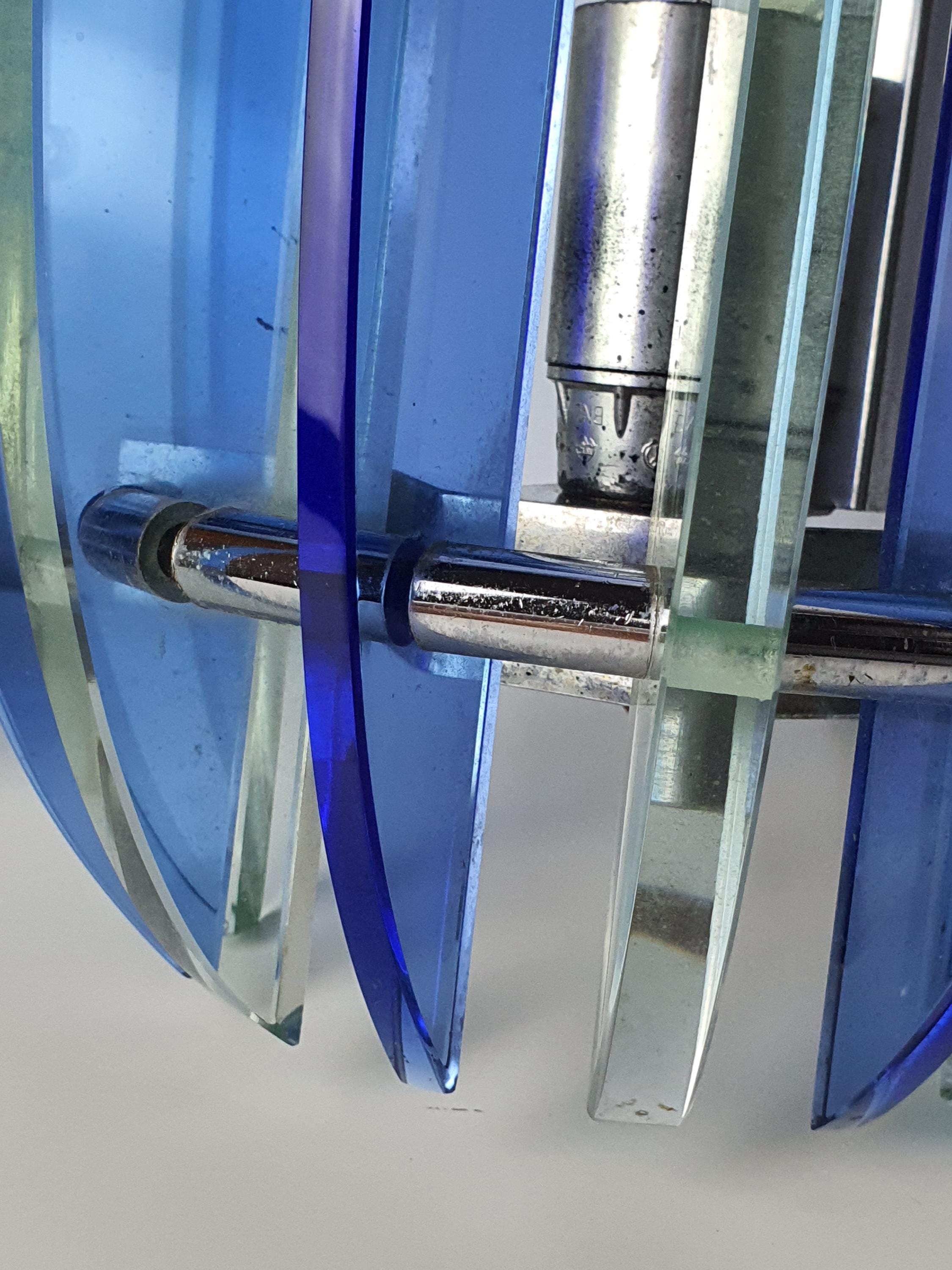 Blue UFO Glass Wall Sconces by Veca: Mid-Century Modern Italian Lighting