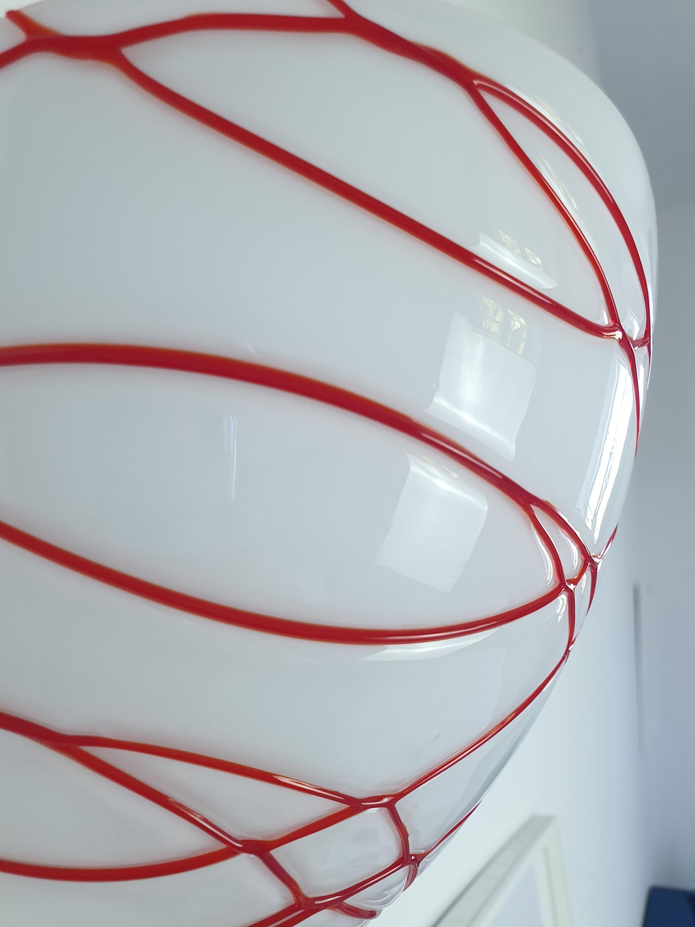 Vintage Murano Glass Wall Sconce: Red Handcrafted Lines, Italian Lighting