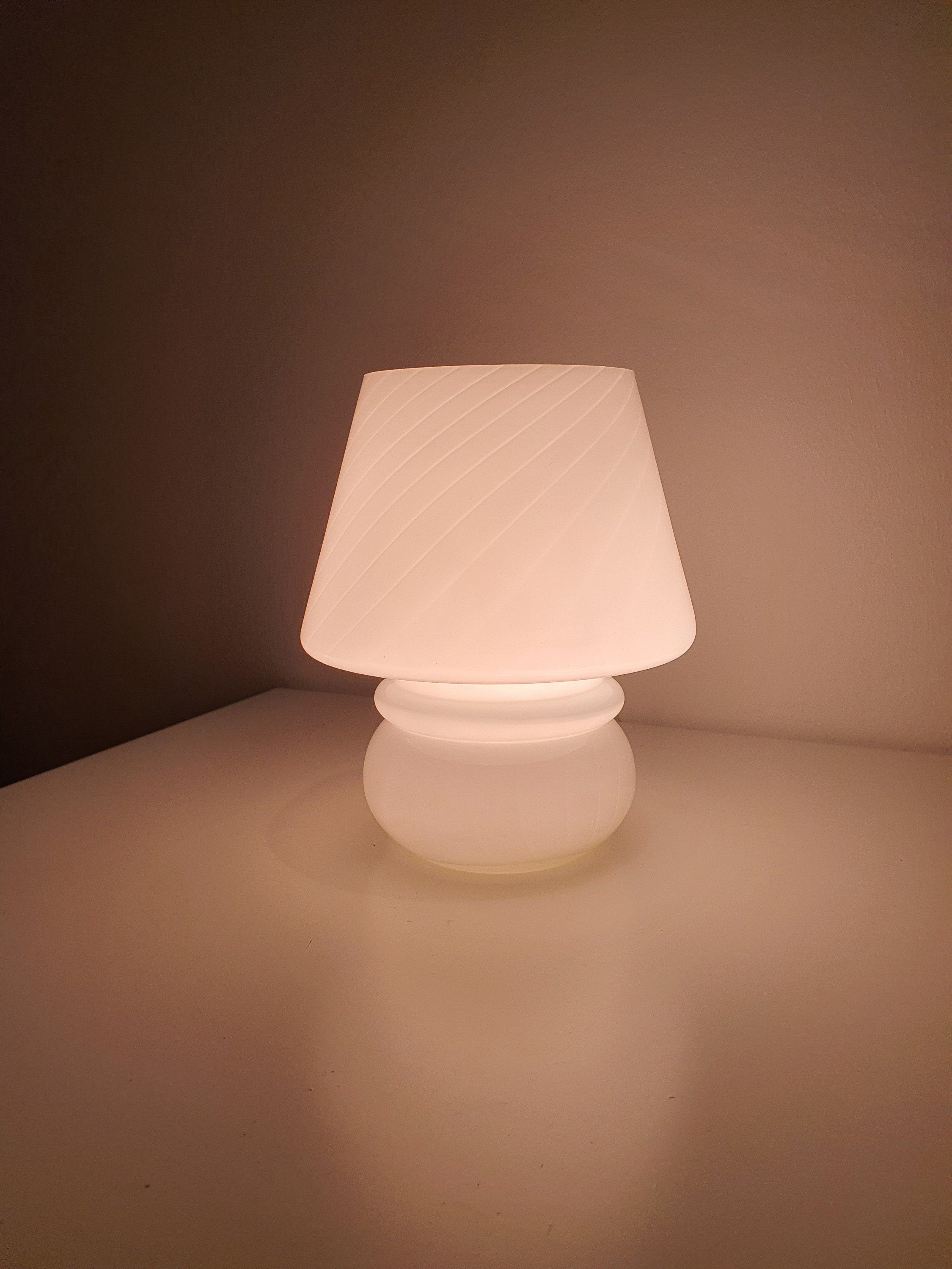 Murano Glass Mushroom Lamp: Mid-Century Modern Scandinavian Bedside Light