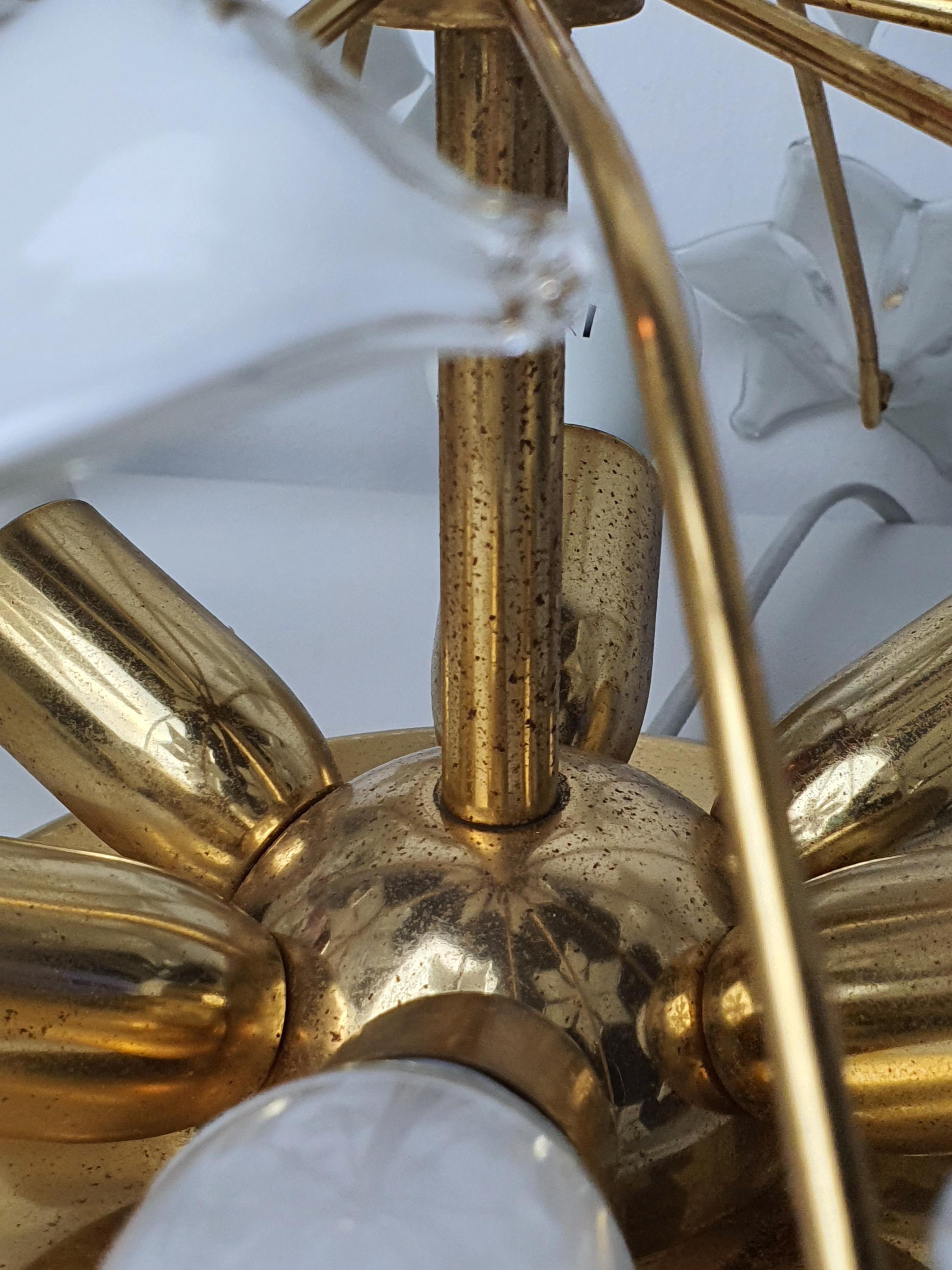 穆拉诺玻璃白色花卉吸顶灯 | 意大利复古Sputnik天花灯