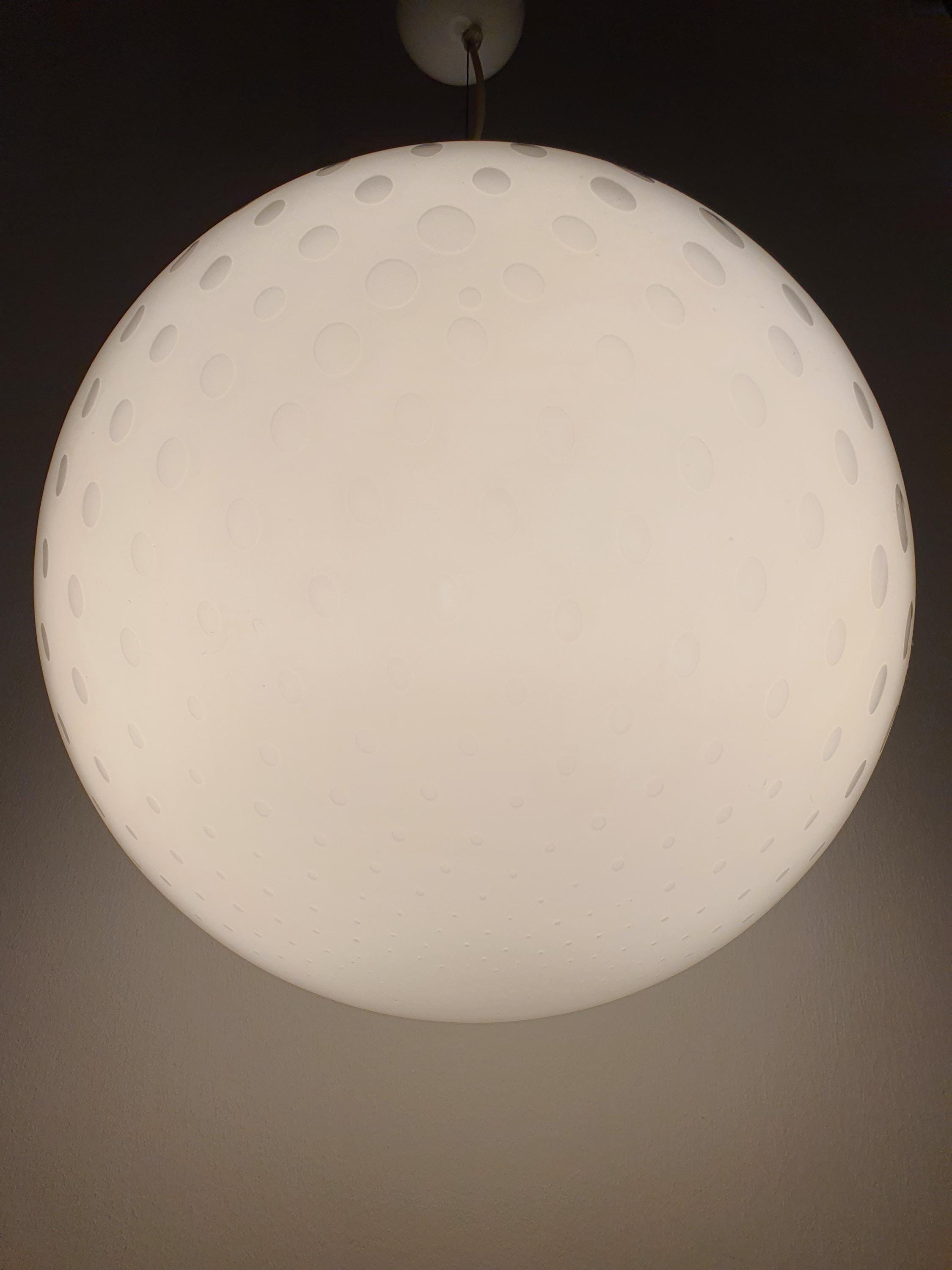 Murano Glass White Bubbled Globe Pendant Light | Vintage Milk Glass Scandinavian Style Lighting