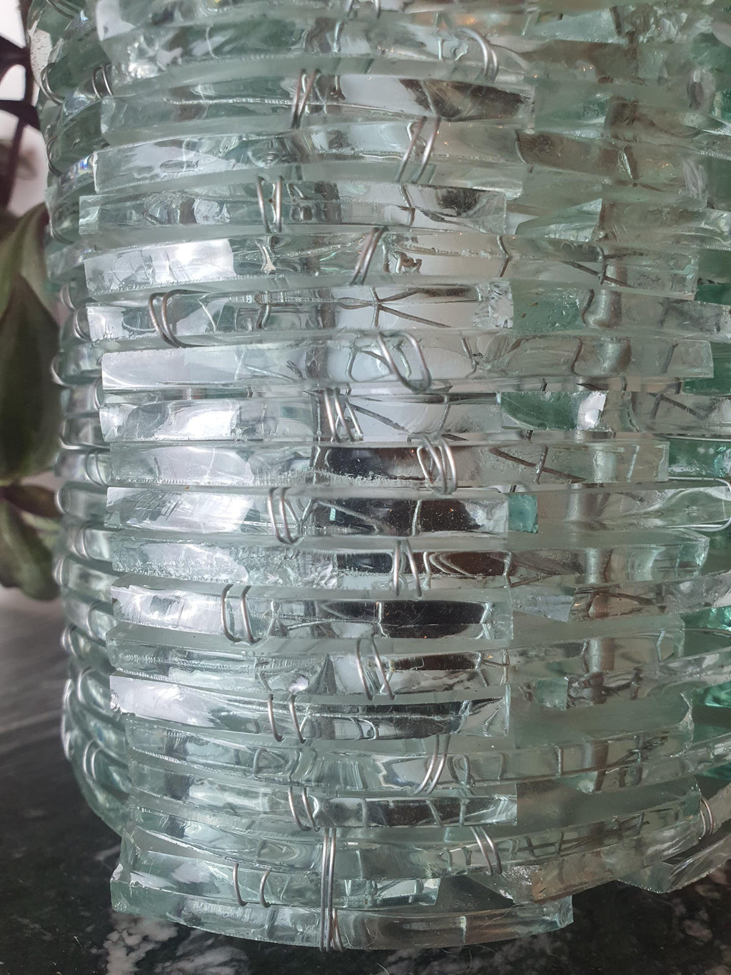 Handcrafted Segmented Glass Bedside Lamp: Midcentury Modern Decor