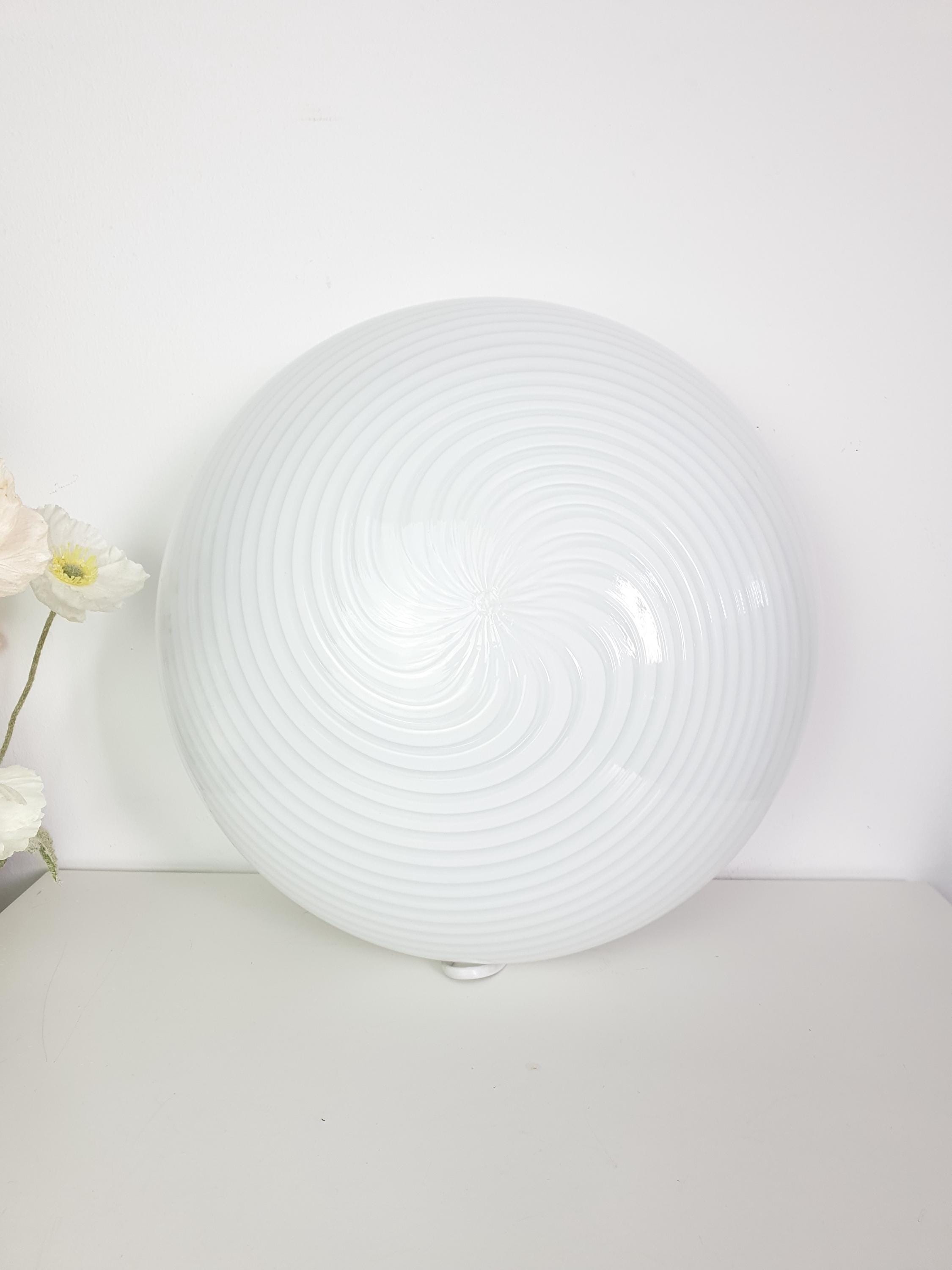 Vintage Murano Glass Swirl Flush Mount Light: Retro Italian Ceiling Lamp